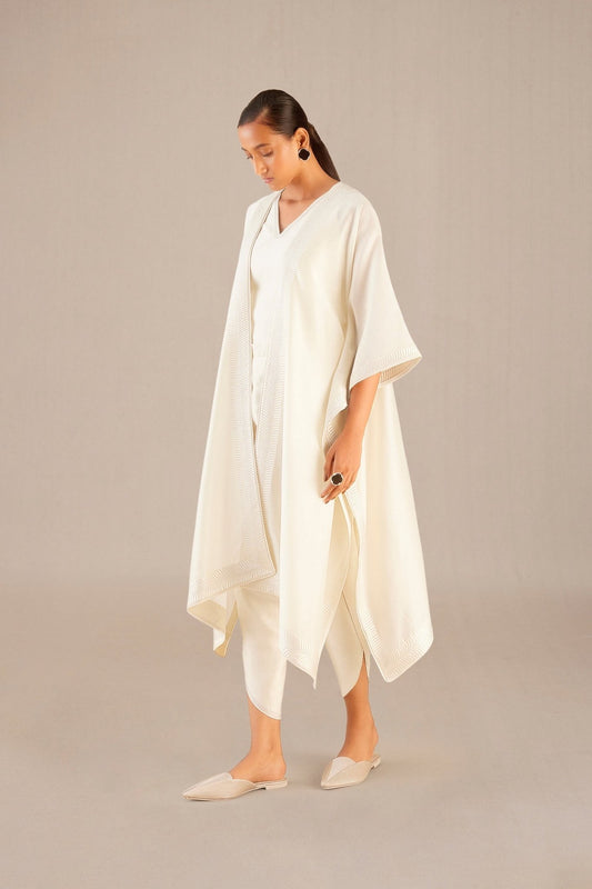Chanderi Sefa Cape Set – Ivory