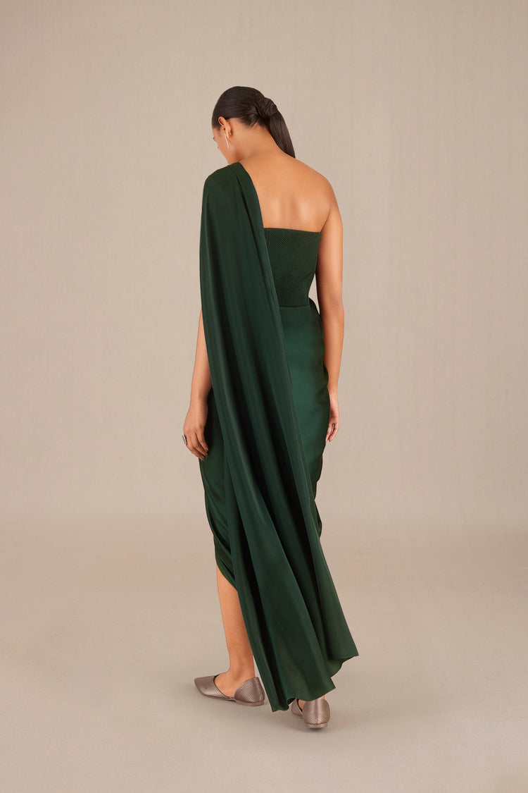 Lila Saree - Pine Green