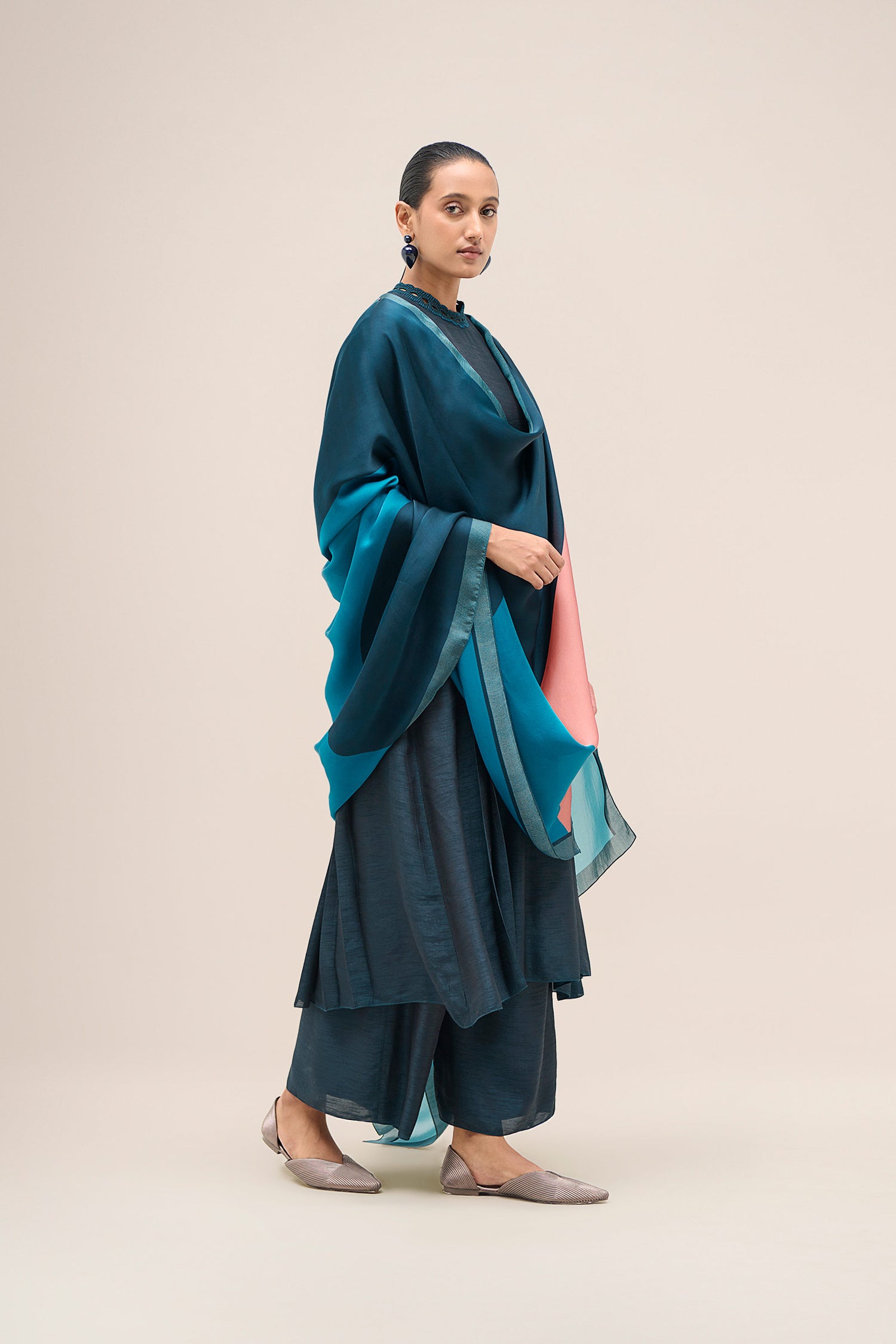  Chanderi Shiloh Kurta Set – Blue