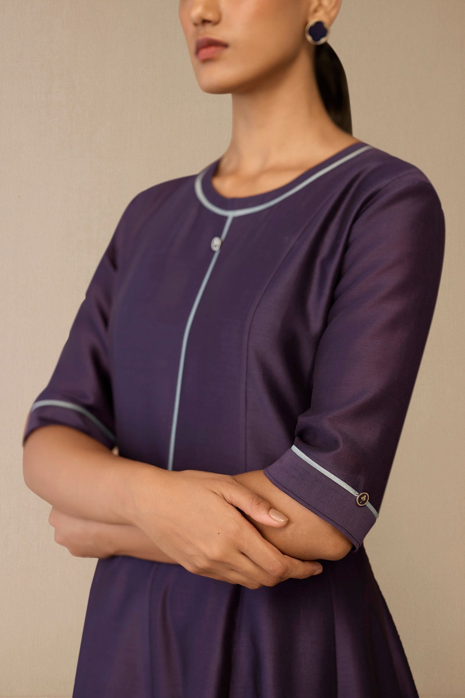  Chanderi Viha Kurta Set – Purple