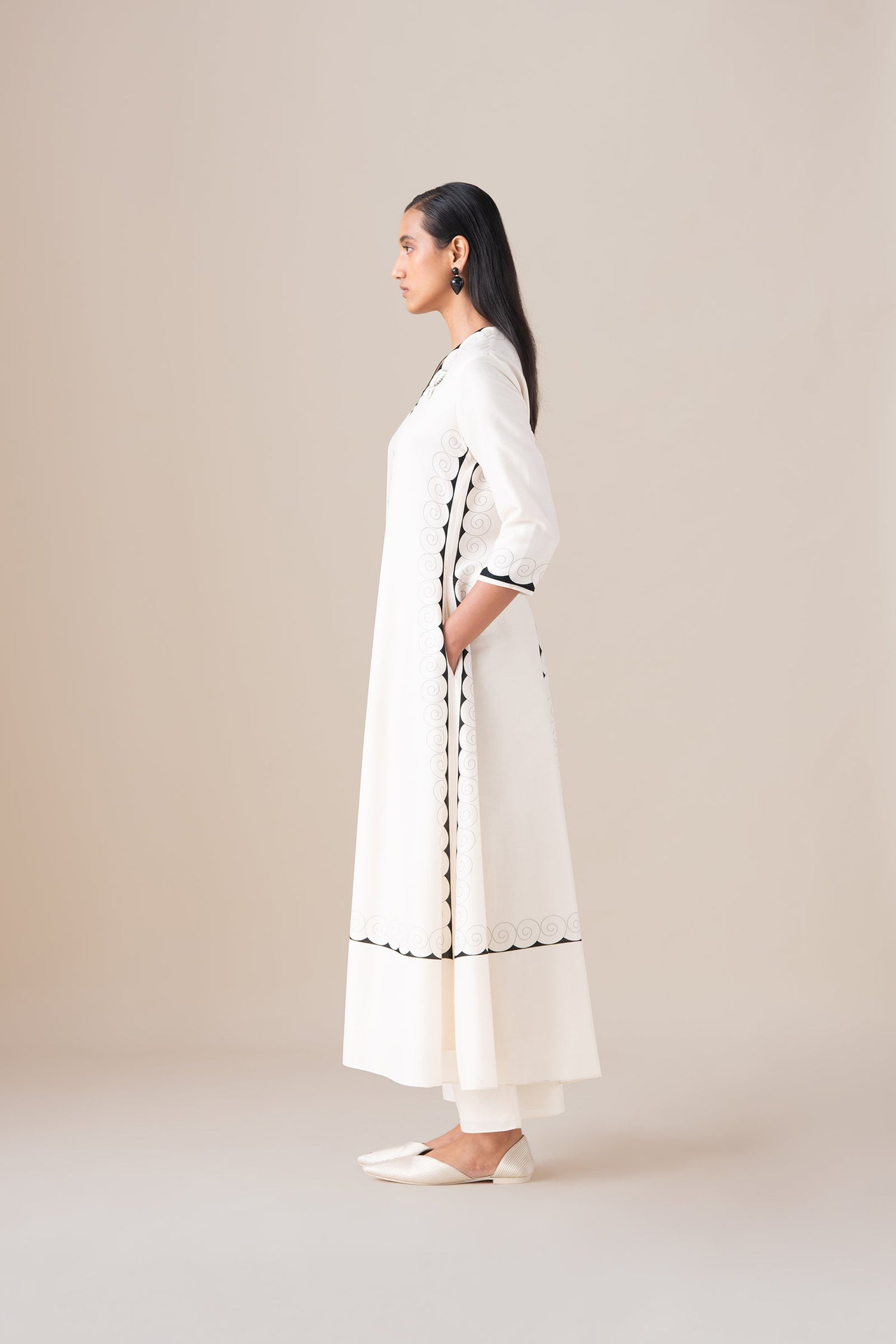  Chanderi Meher Kurta Set – Ivory
