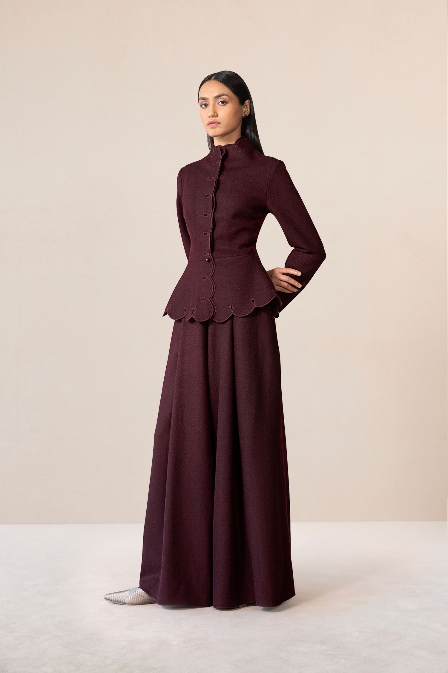  Wool Medha Jacket Set – Red