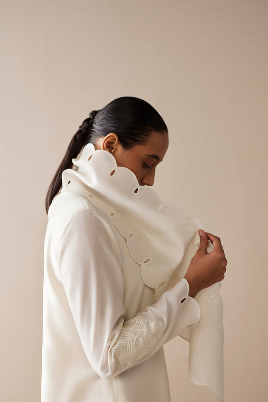 Chanderi Zainat Dress – Ivory