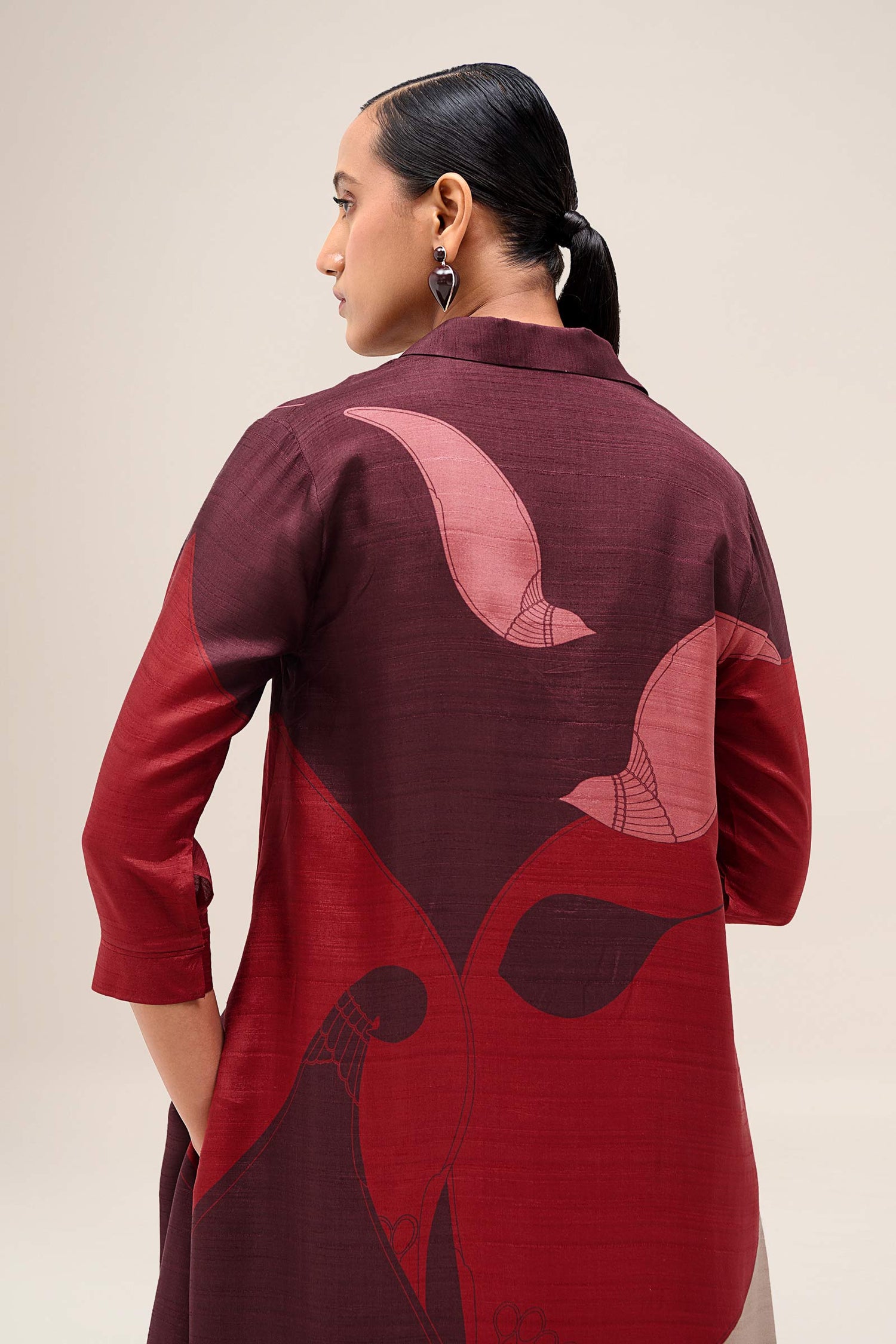  Silk Zoha Tunic Set – Red