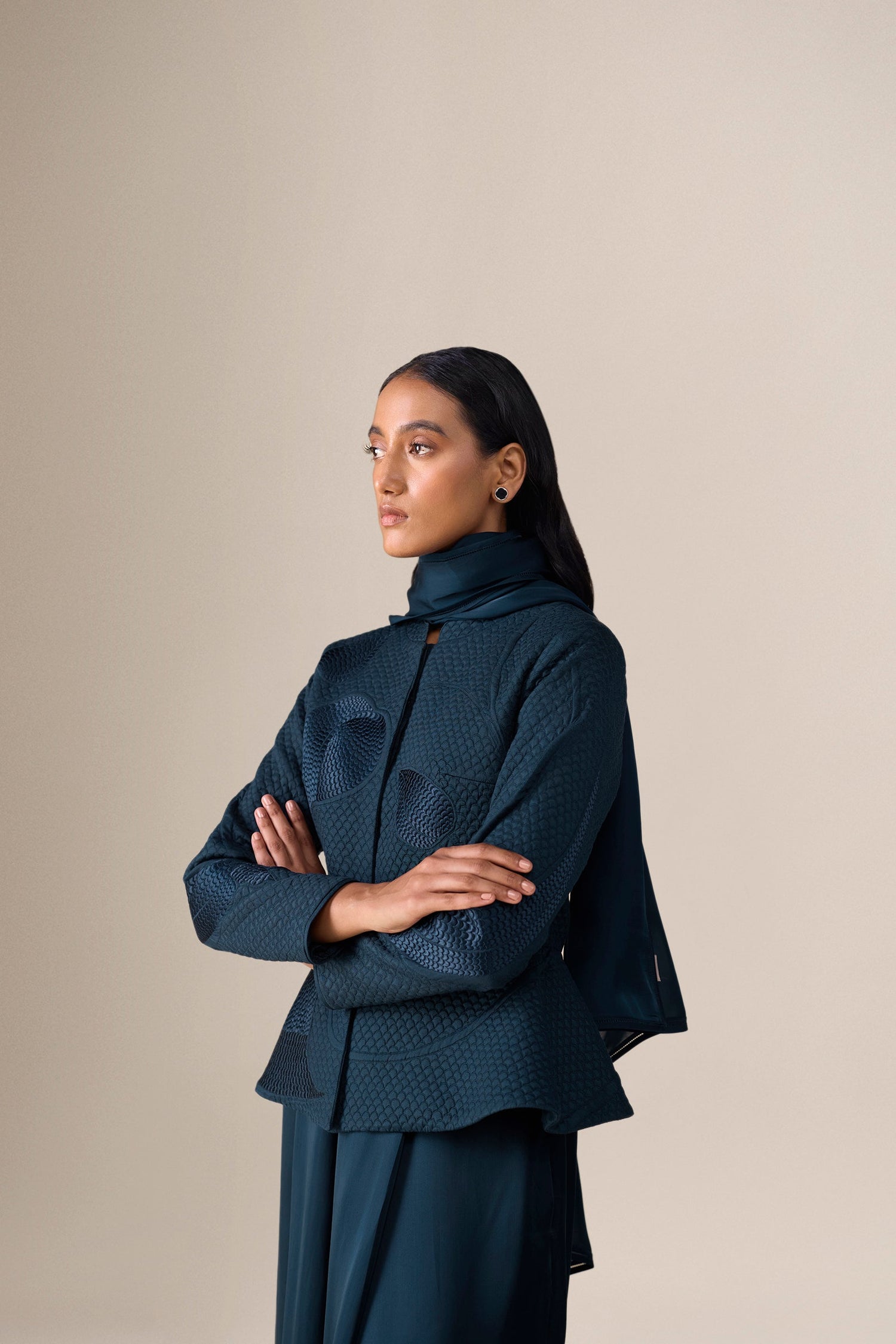  Silk Valla Jacket Set – Blue