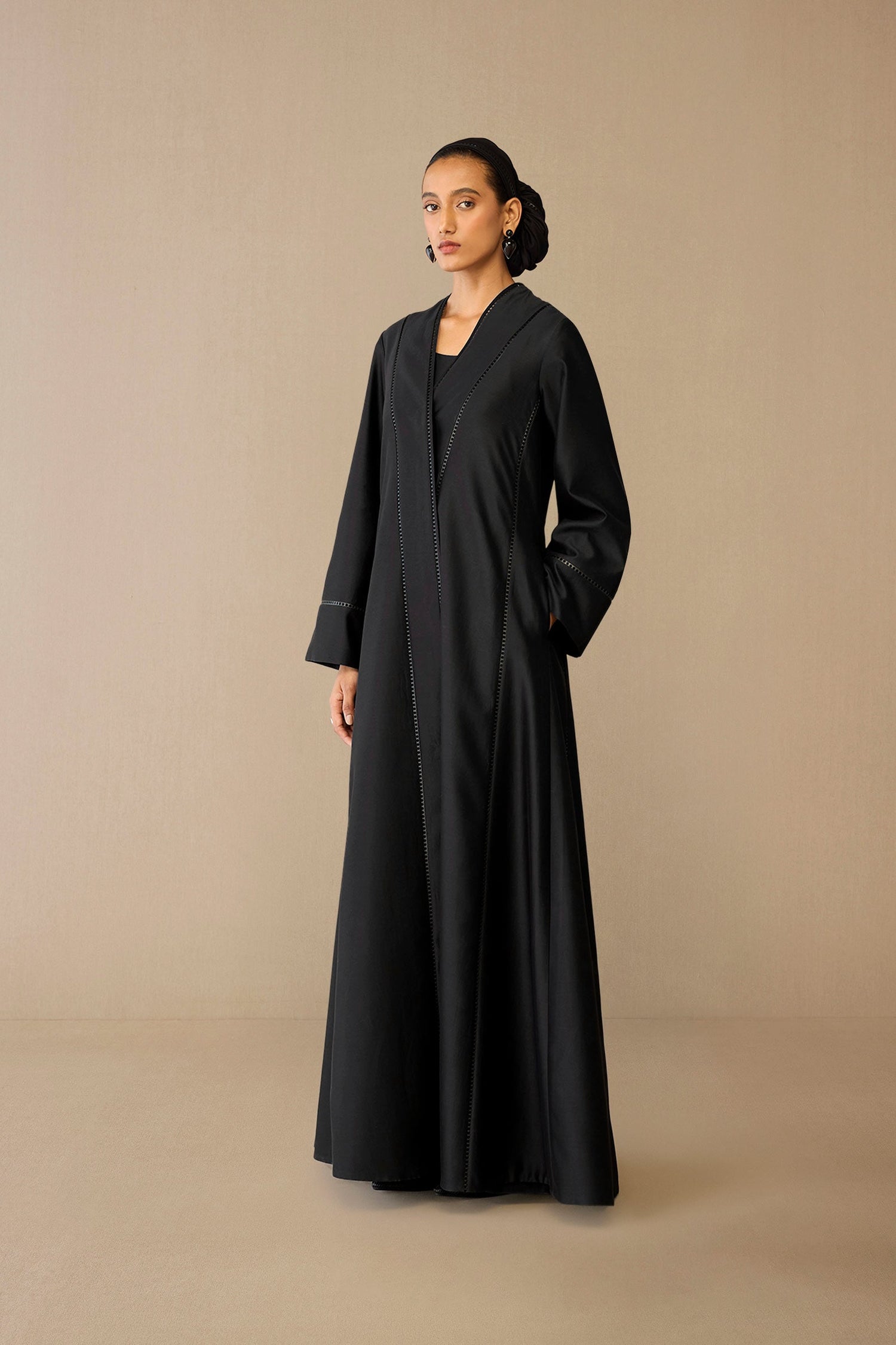  Chanderi Nazia Abaya Set – Black