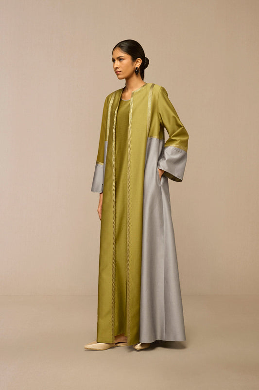 Chanderi Areeba Abaya Set – Green