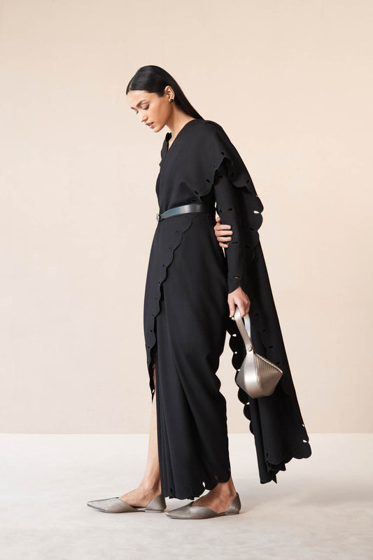 Wool Nara Saree – Black