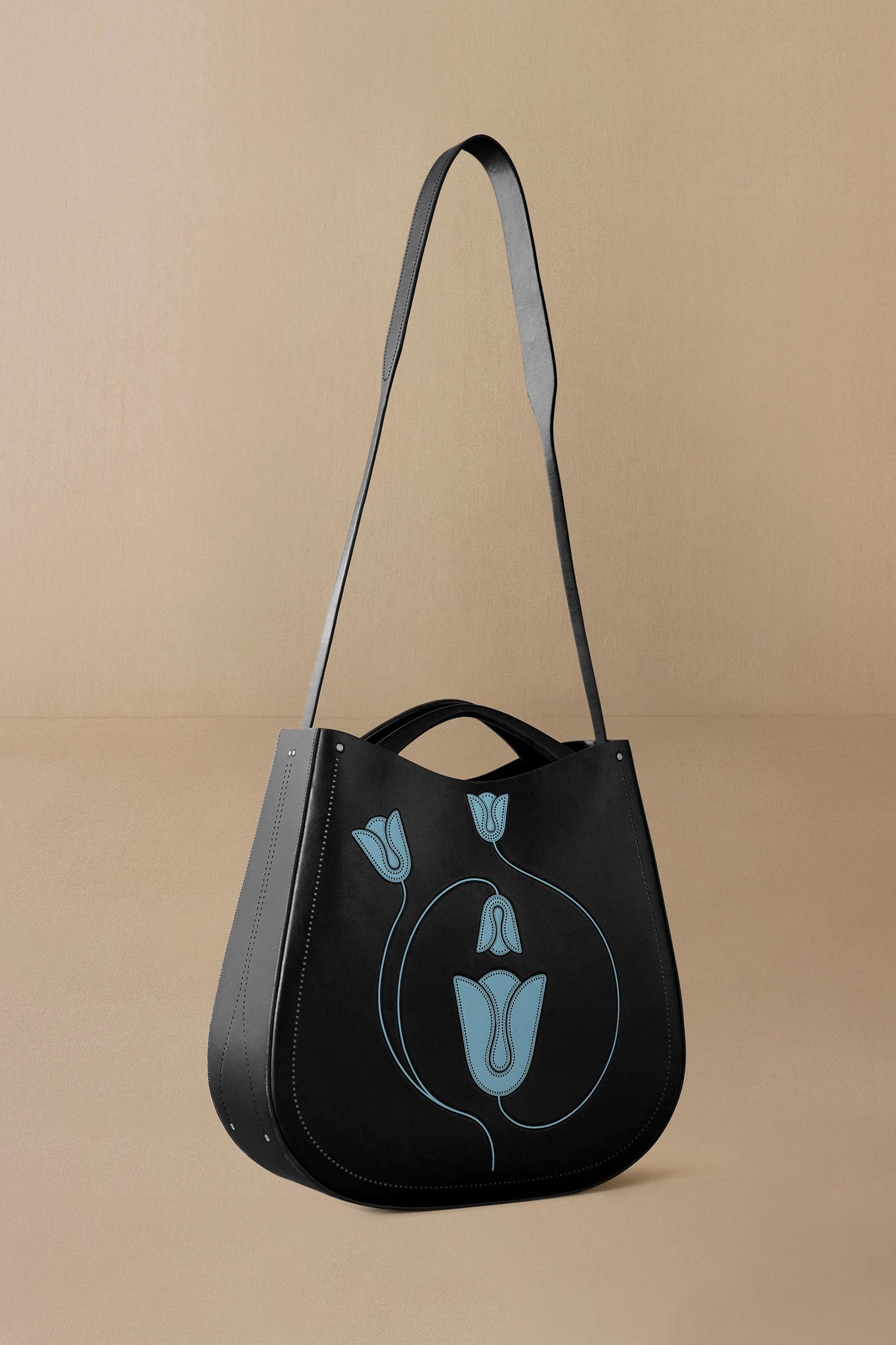  Faux Leather Mesina Tote Bag – Black