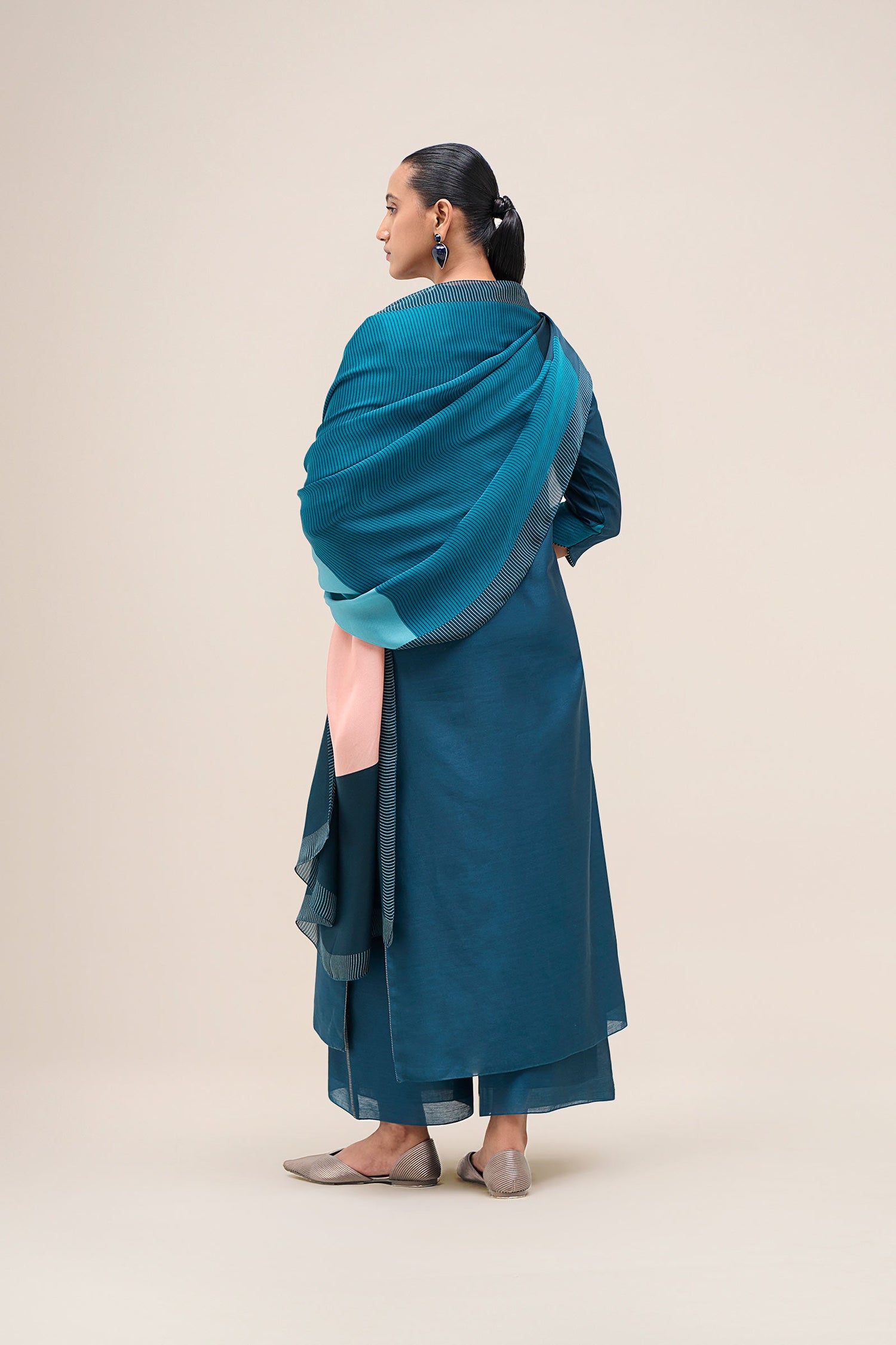  Chanderi Shiloh Kurta Set – Blue