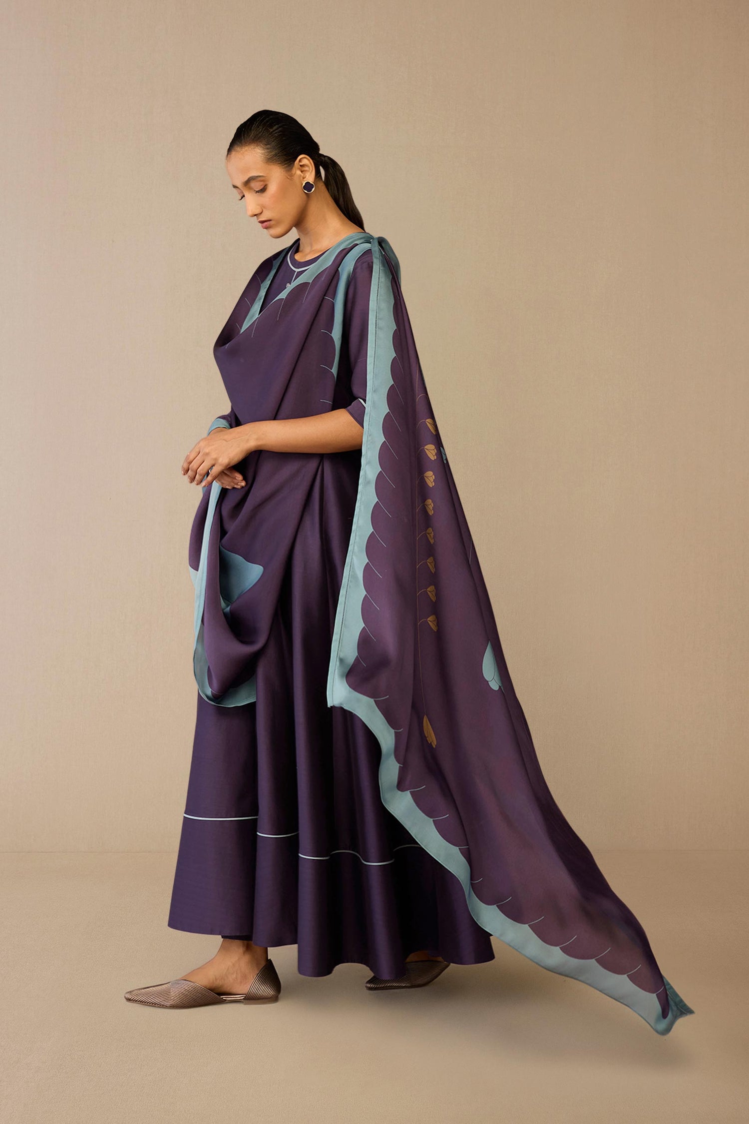  Chanderi Viha Kurta Set – Purple