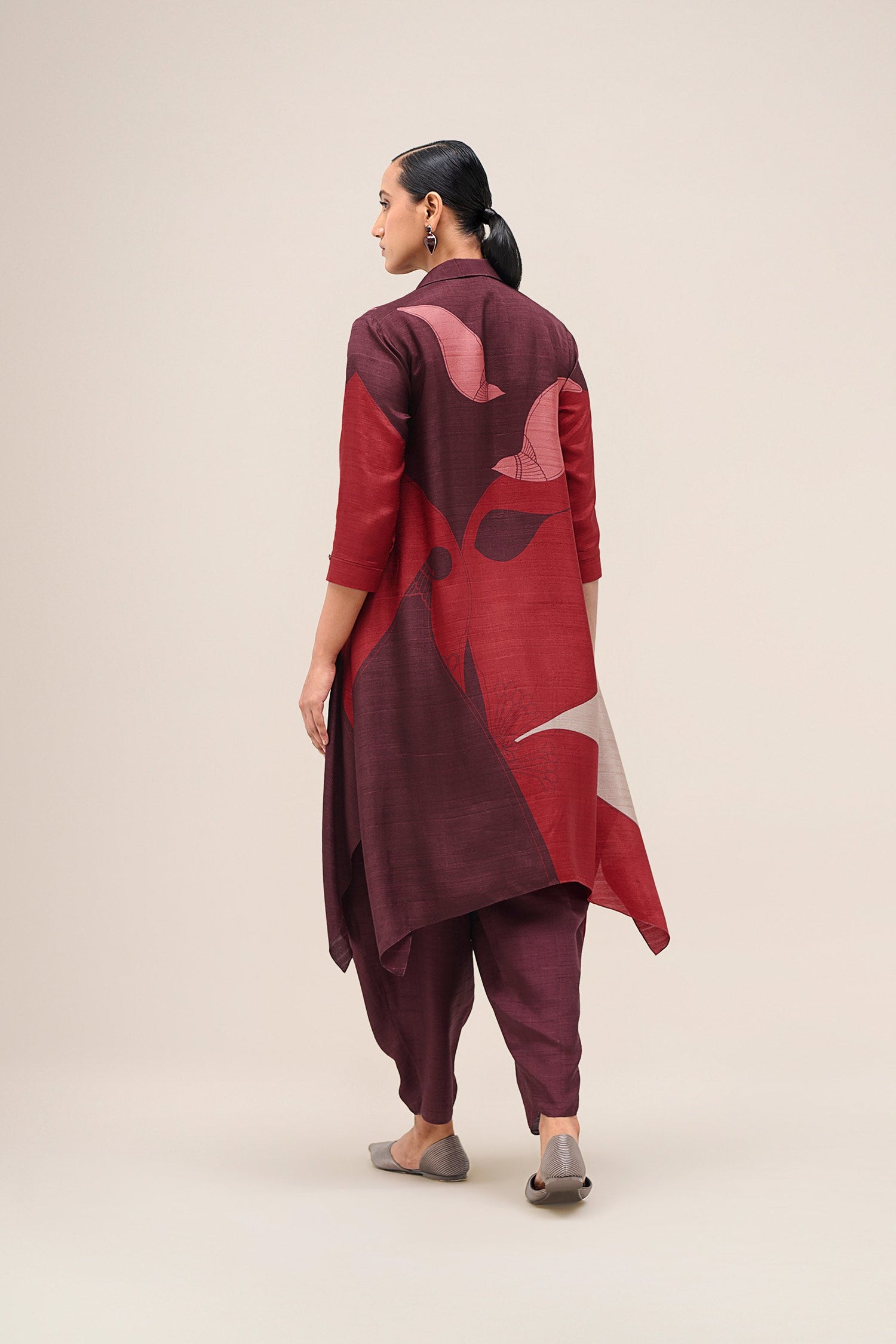  Silk Zoha Tunic Set – Red