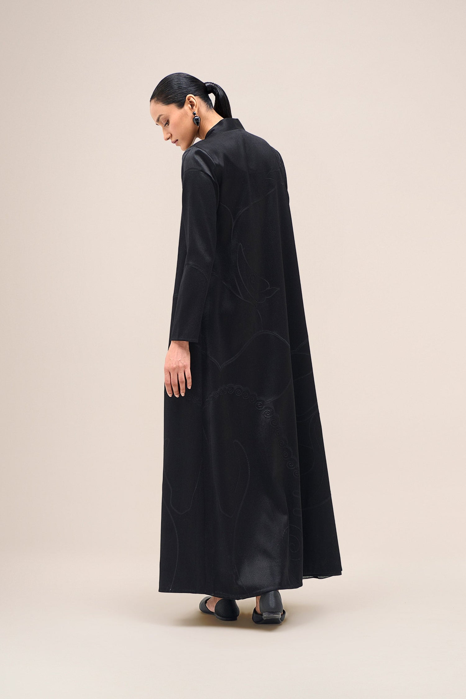  Chanderi Shabana Abaya Set – Black