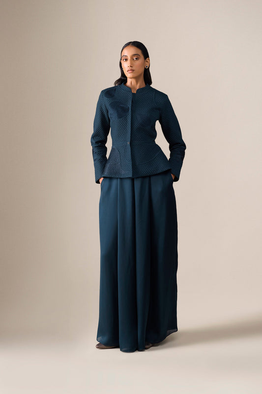 Silk Valla Jacket Set – Blue