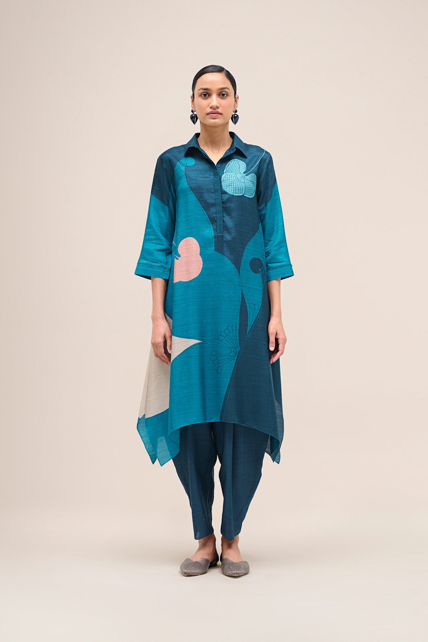  Silk Zoha Tunic Set – Blue