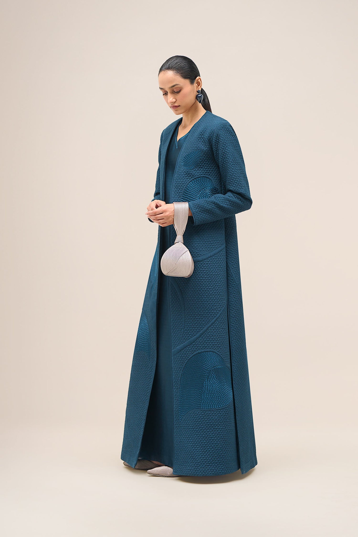  Shantung Raziya Abaya Set – Blue