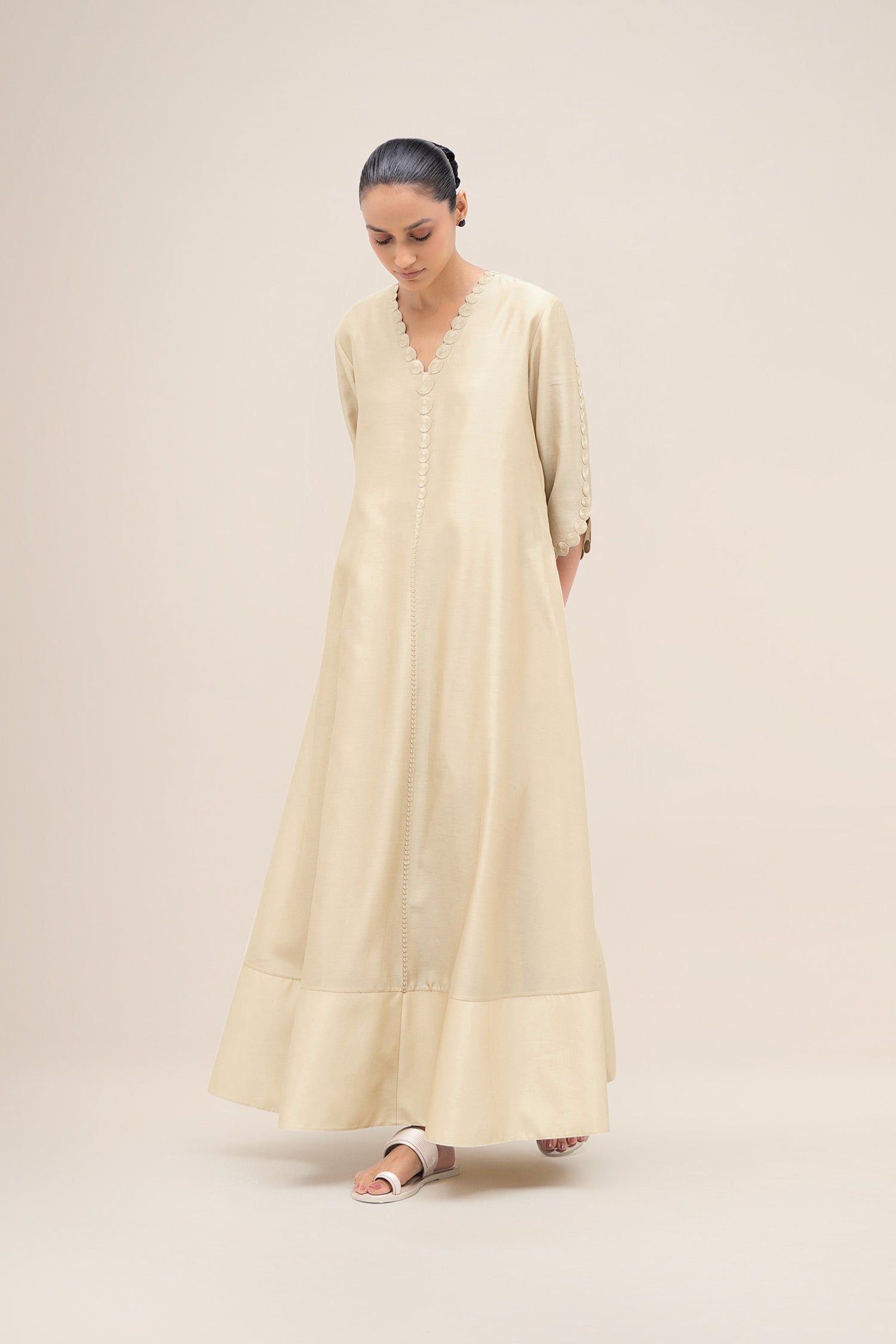  Chanderi Naghma Kurta Set – Beige