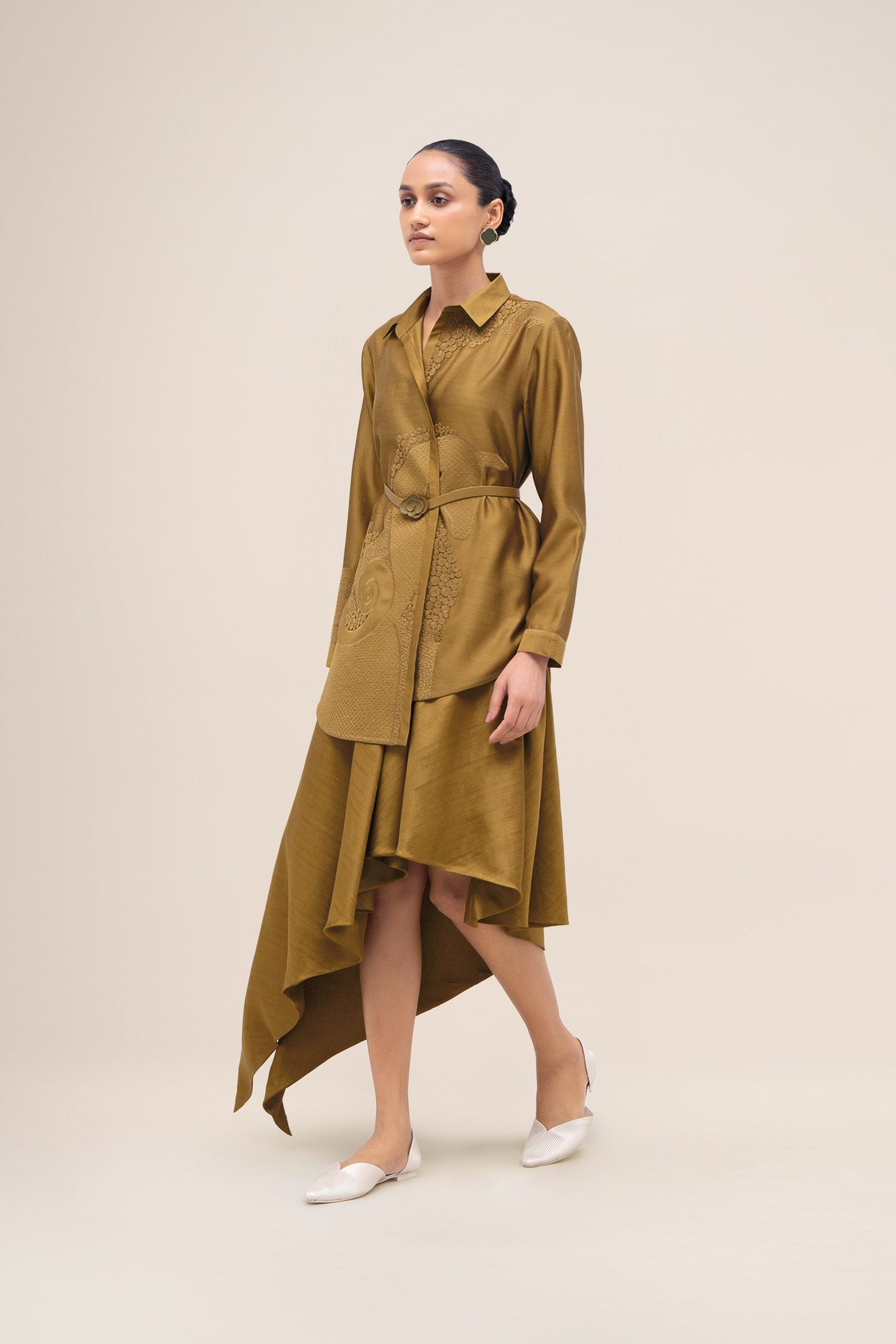  Silk Akina Shirt Set – Green