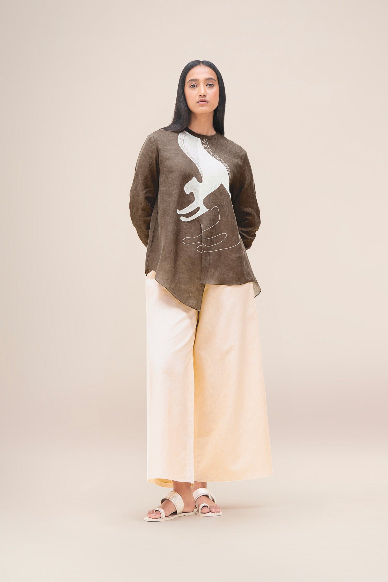  Linen Aquila Top Set – Brown