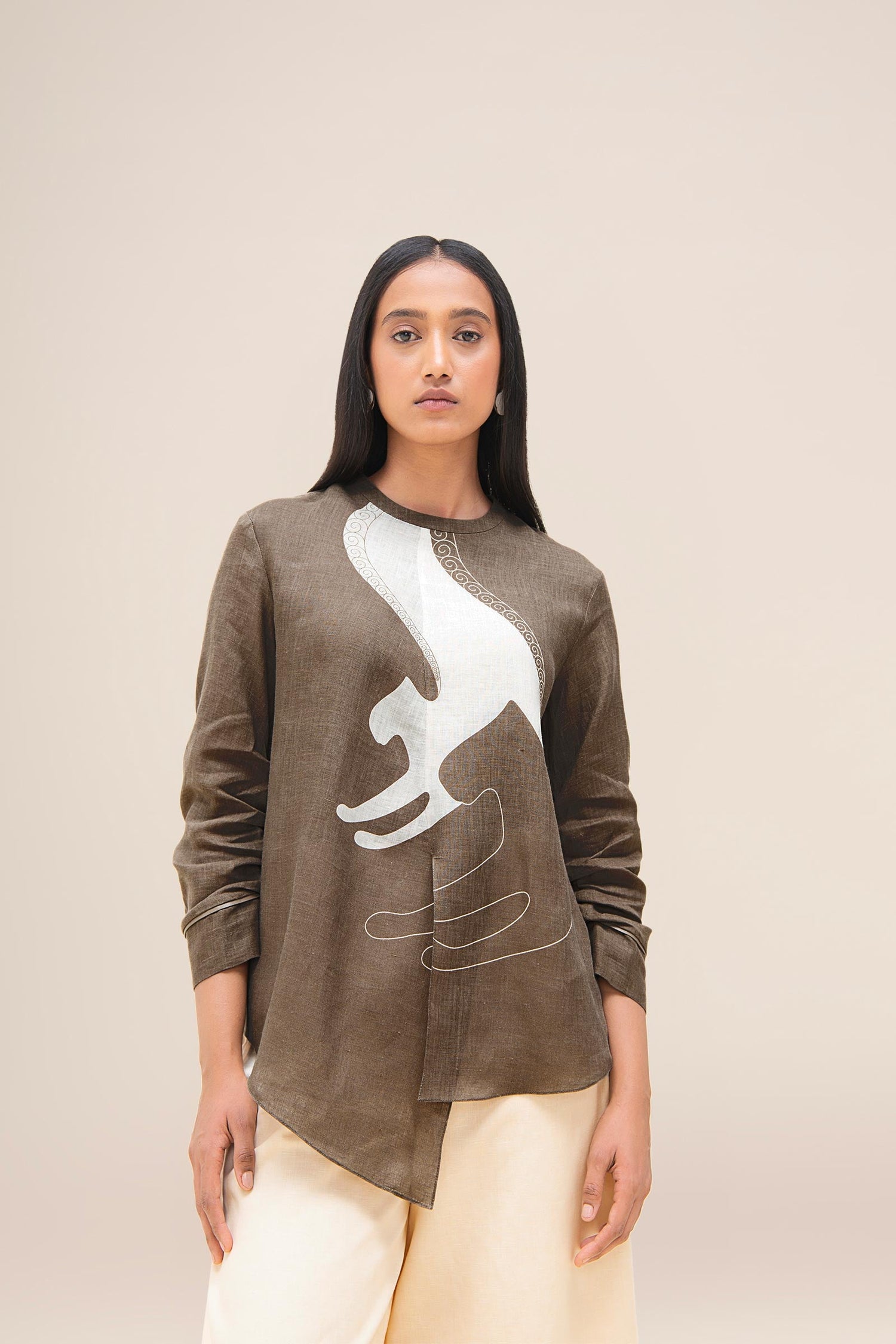  Linen Aquila Top Set – Brown