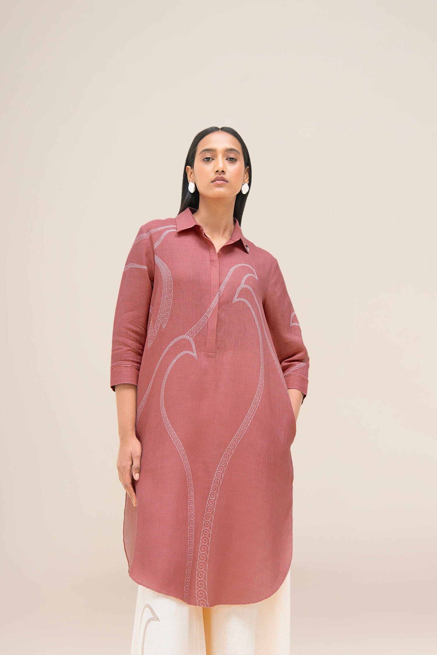  Linen Yuhina Tunic Set – Pink