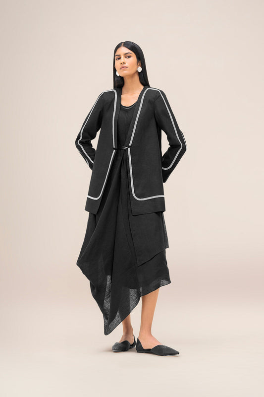 Linen Vivia Jacket – Black