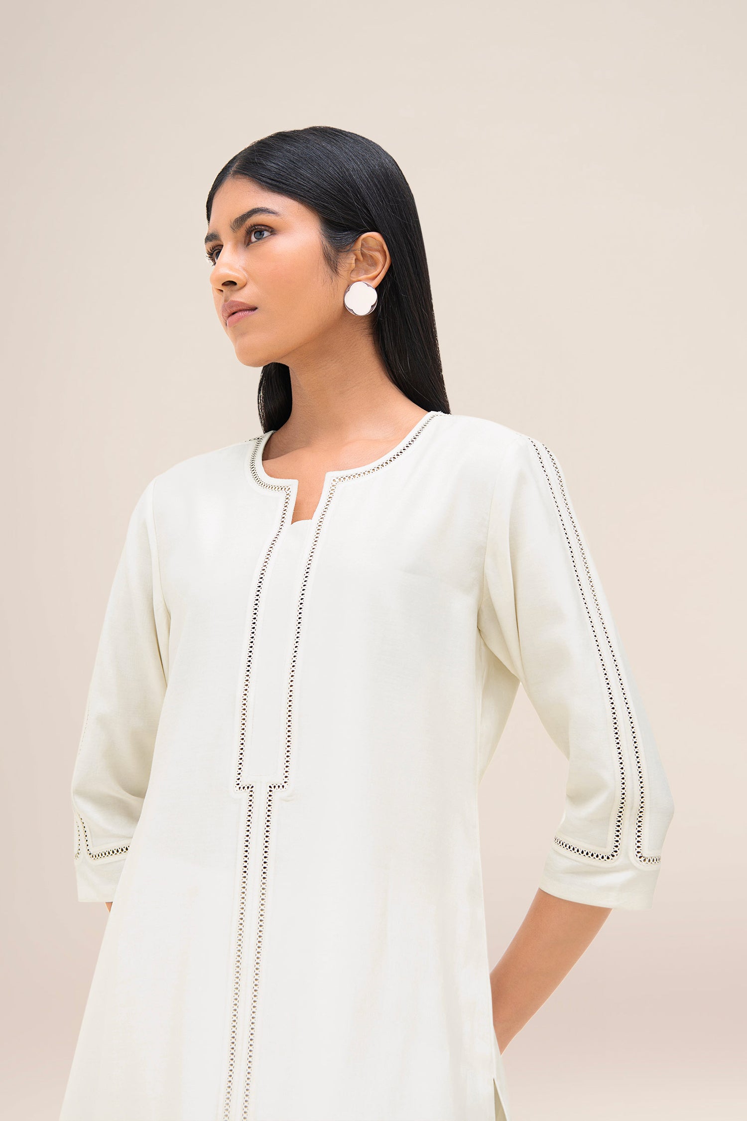 Chanderi Aranya Kurta Set – Ivory
