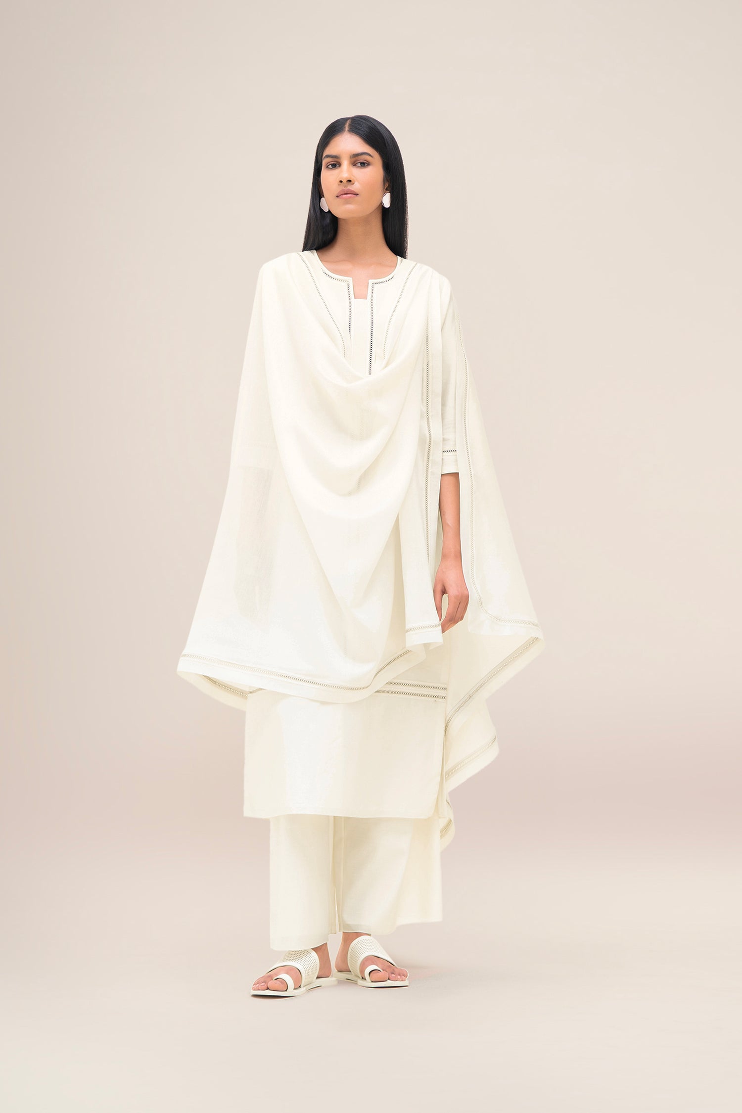  Chanderi Aranya Kurta Set – Ivory