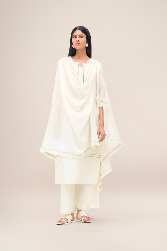 Chanderi Aranya Kurta Set – Ivory