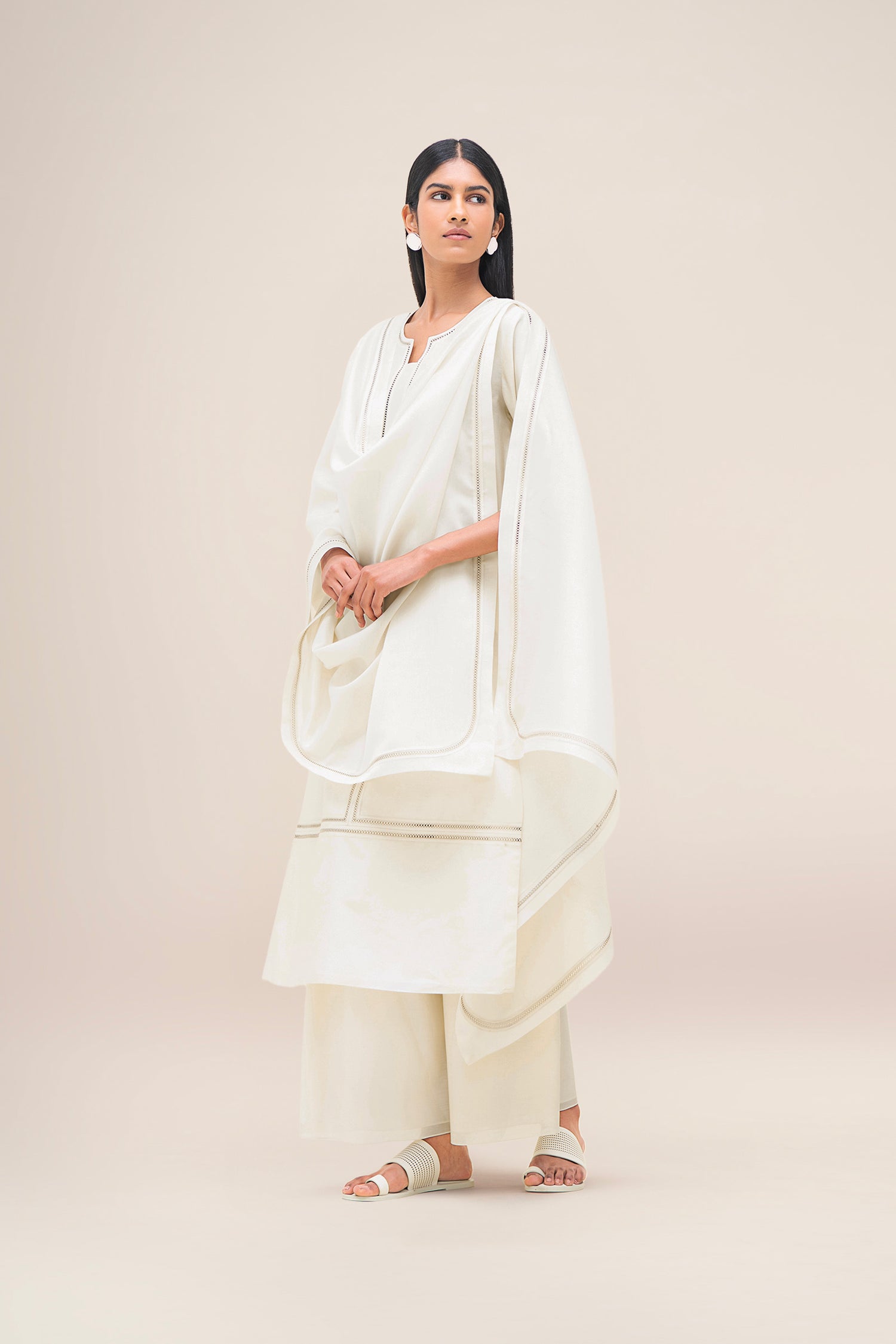 Chanderi Aranya Kurta Set – Ivory