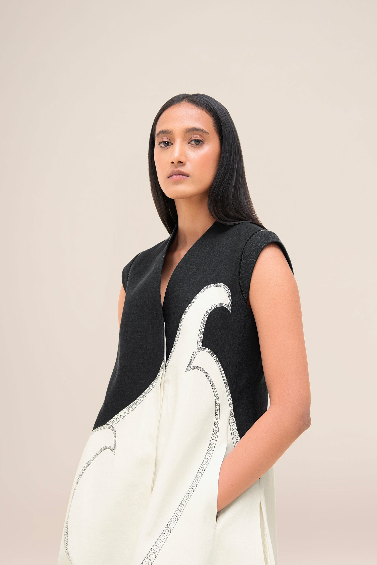  Linen Swan Jacket Set – Ivory