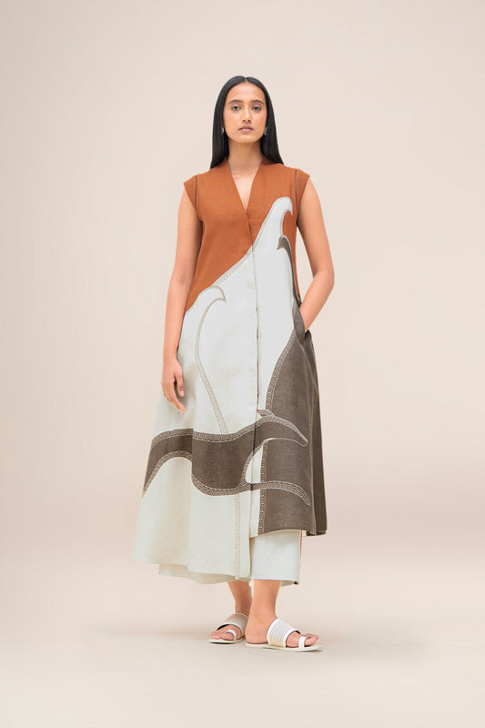 Linen Swan Jacket Set – Brown