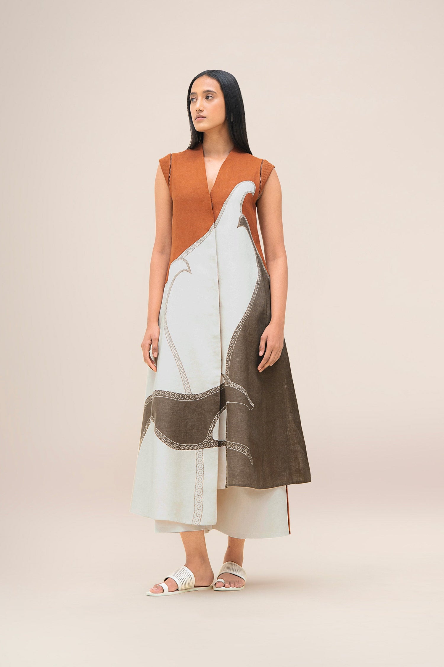  Linen Swan Jacket Set – Brown