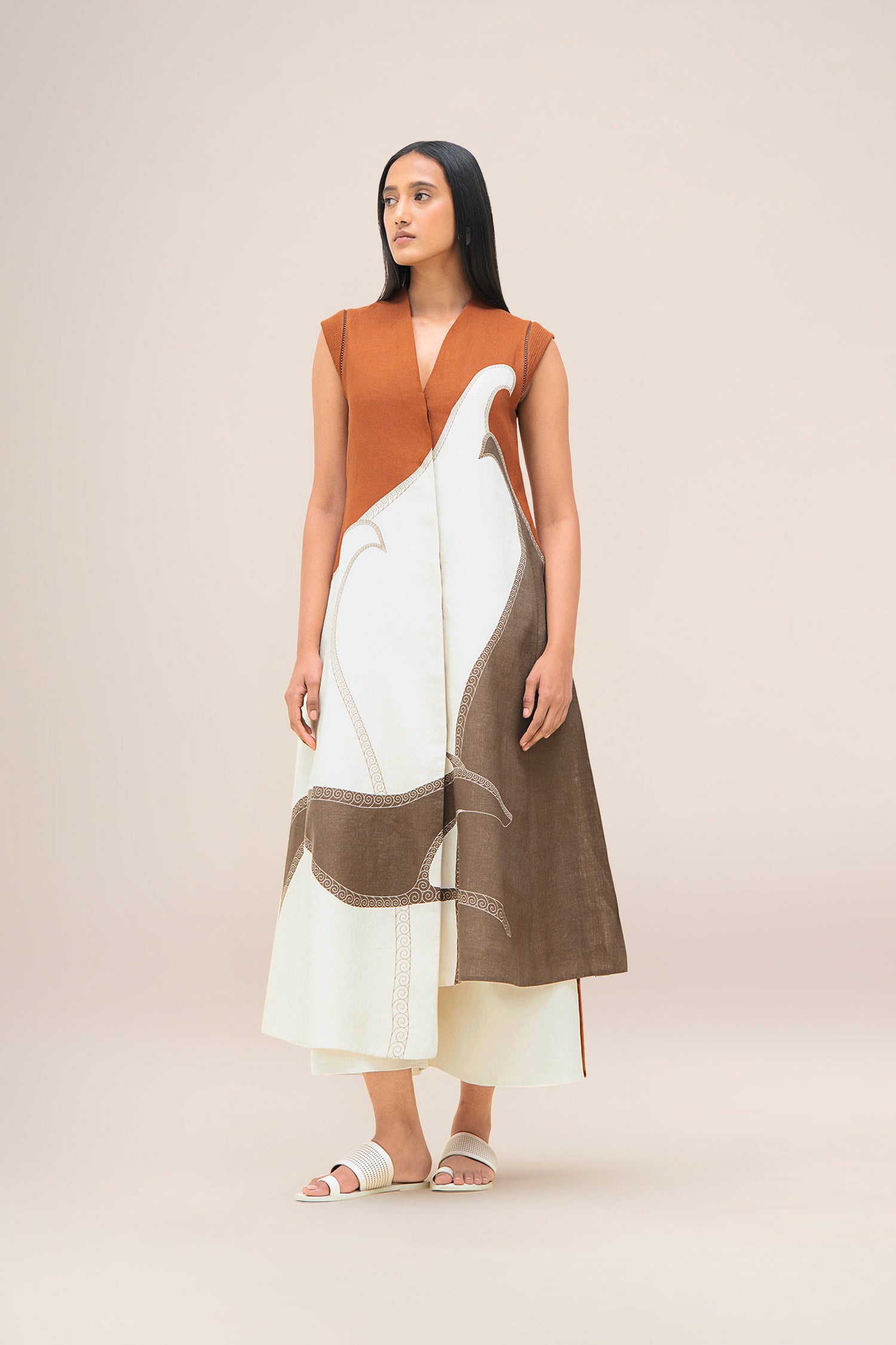  Linen Swan Jacket Set – Brown