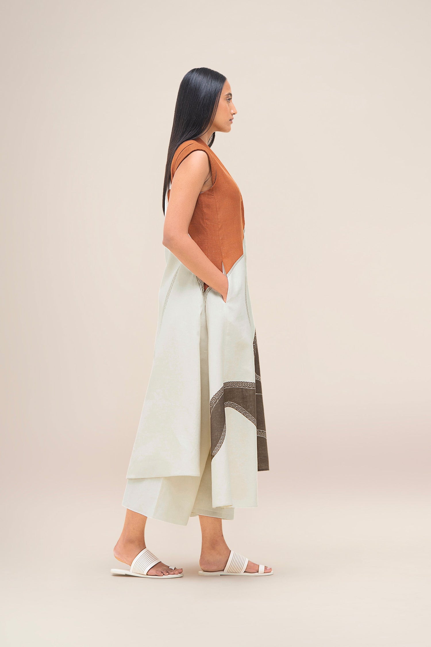  Linen Swan Jacket Set – Brown