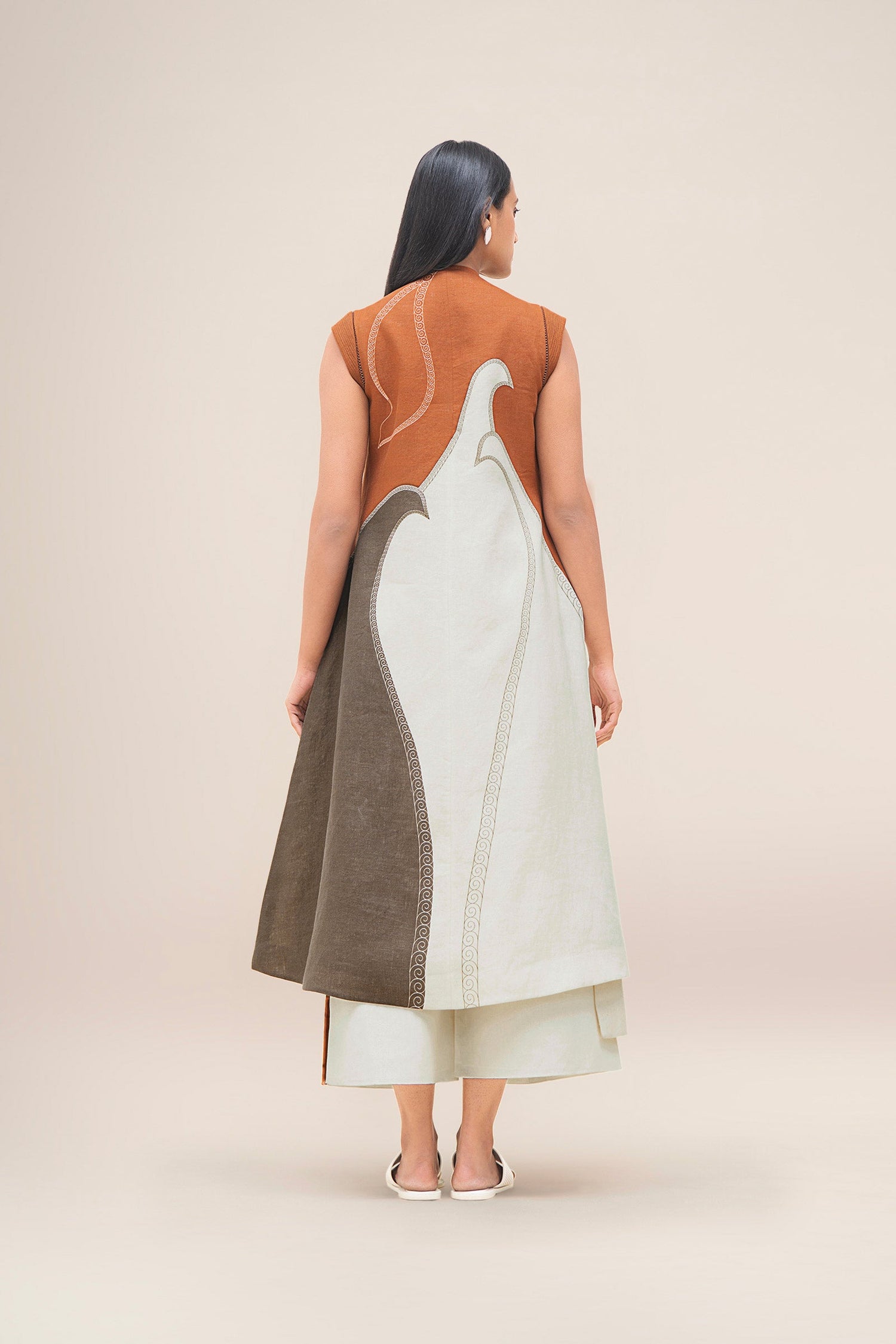  Linen Swan Jacket Set – Brown