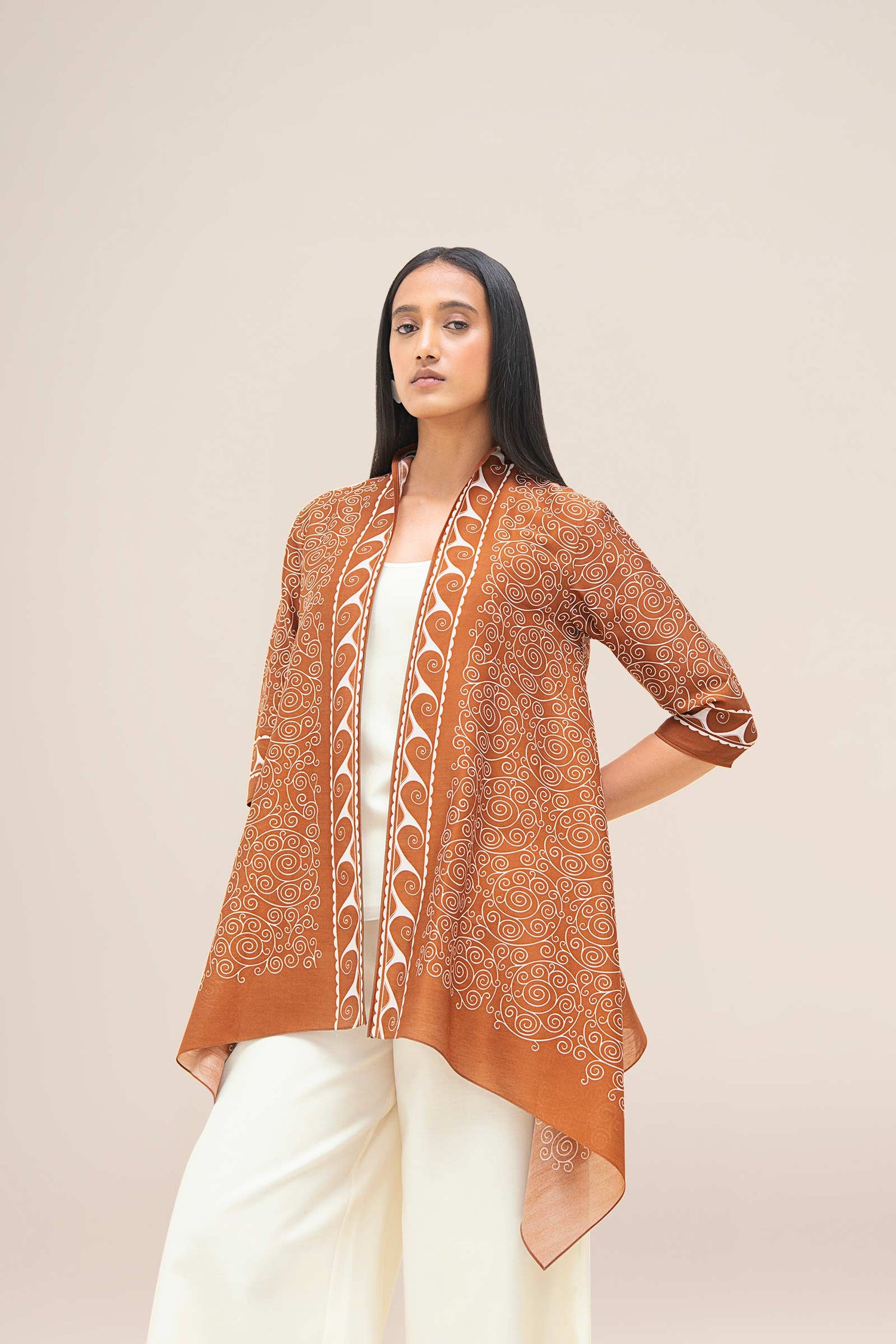  Chanderi Deora Throw – Beige