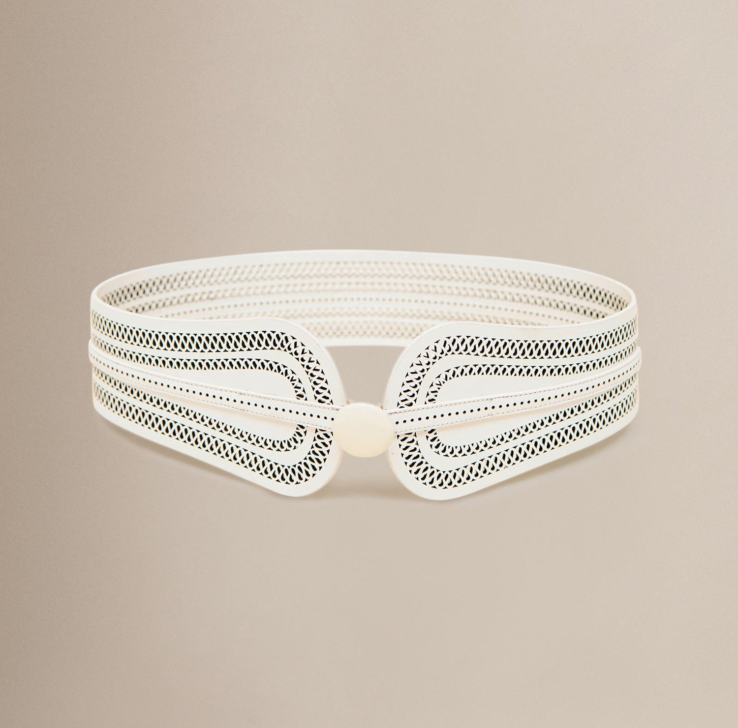  Faux Leather Baaz Belt – Ivory