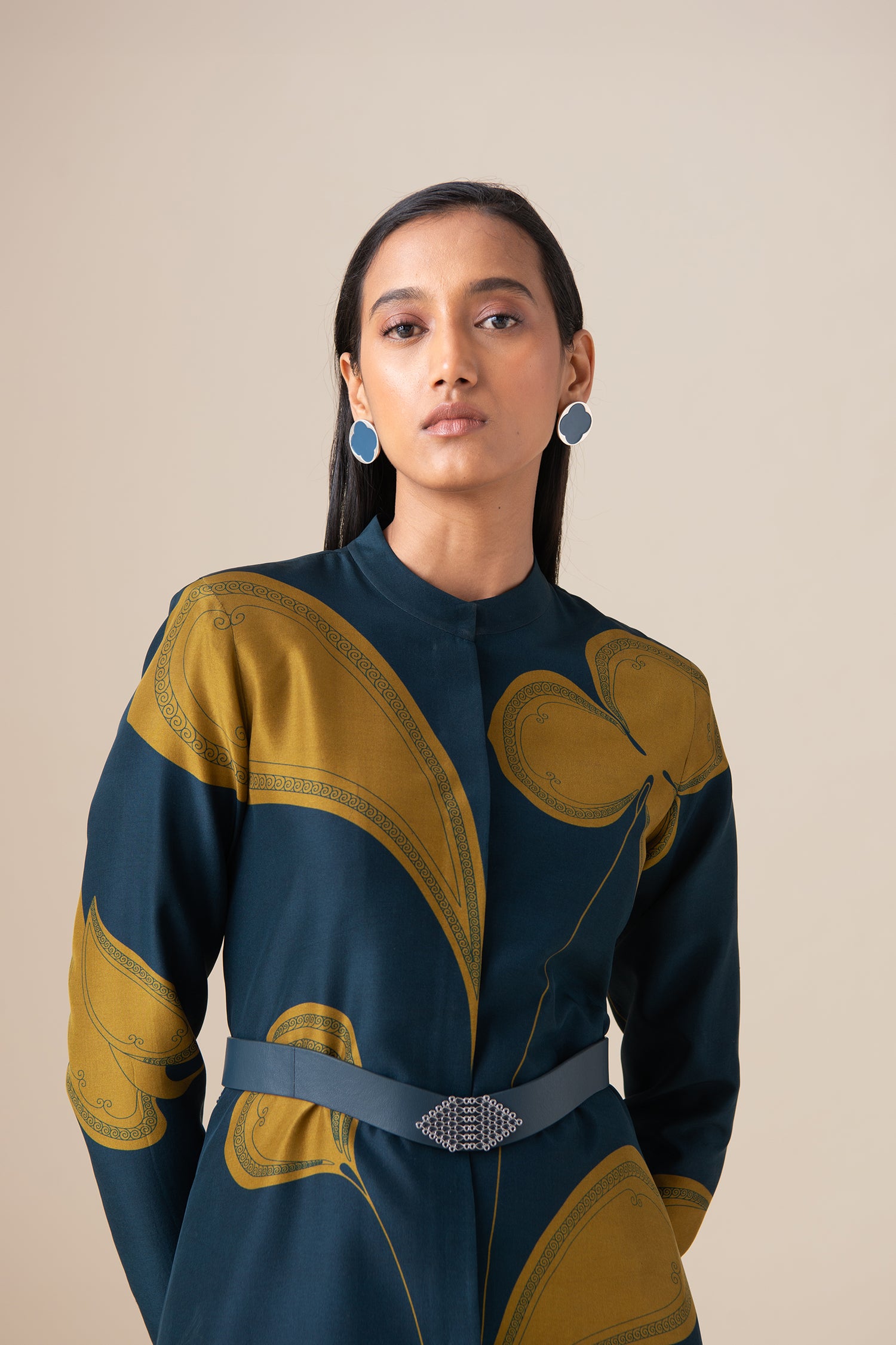  Habutai Saeeda Abaya Set – Blue