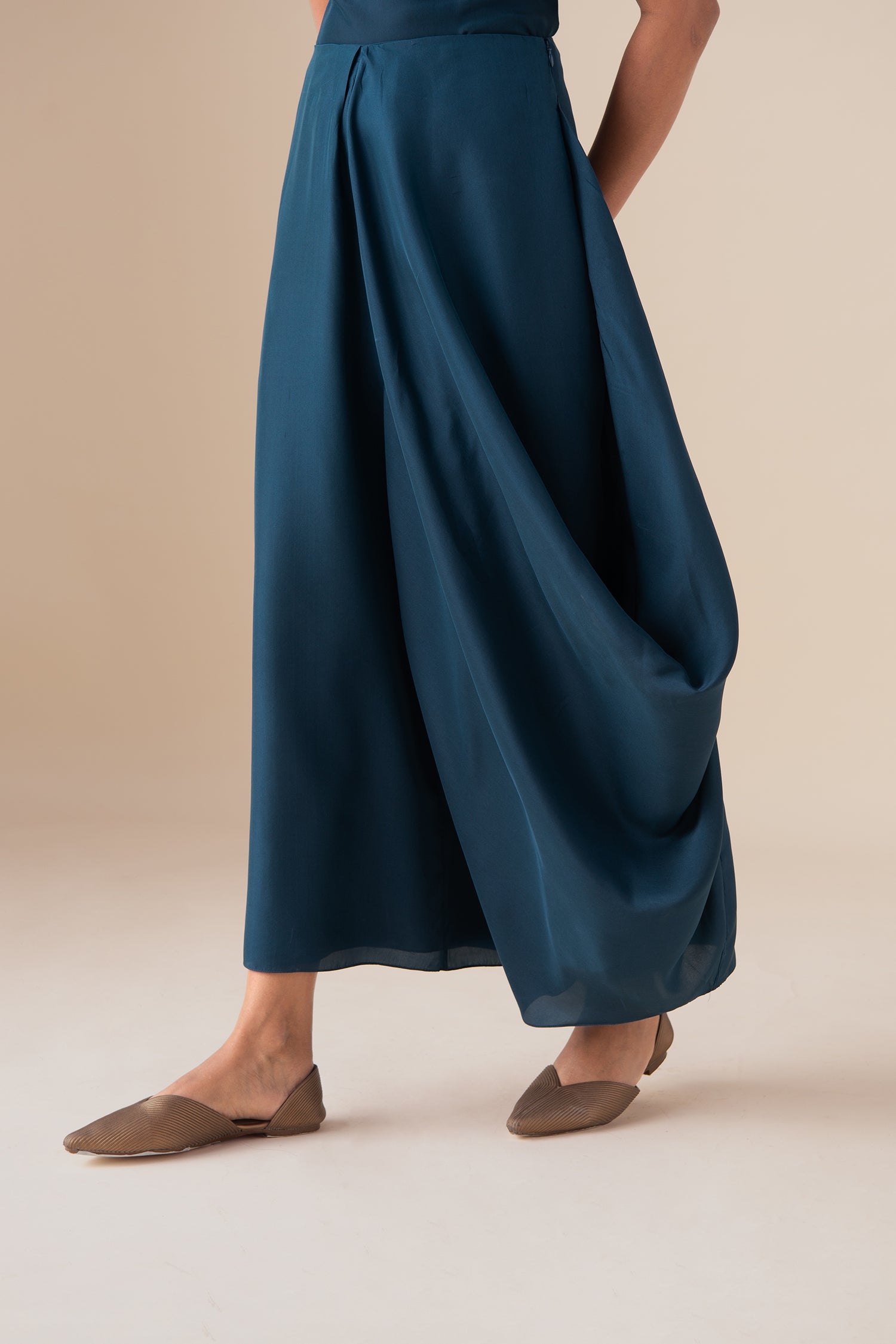  Habutai Talia Drape Pants – Blue