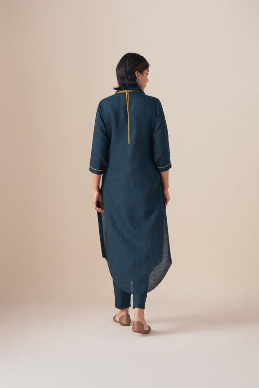 Linen Dilawar Tunic Set – Blue
