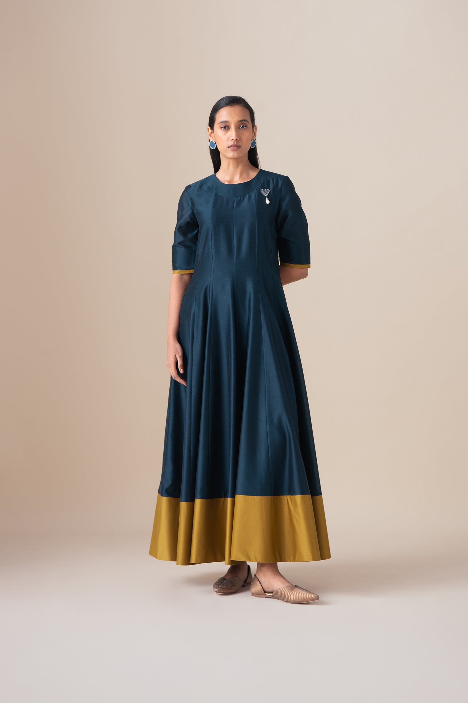  Chanderi Omira Kurta Set – Blue