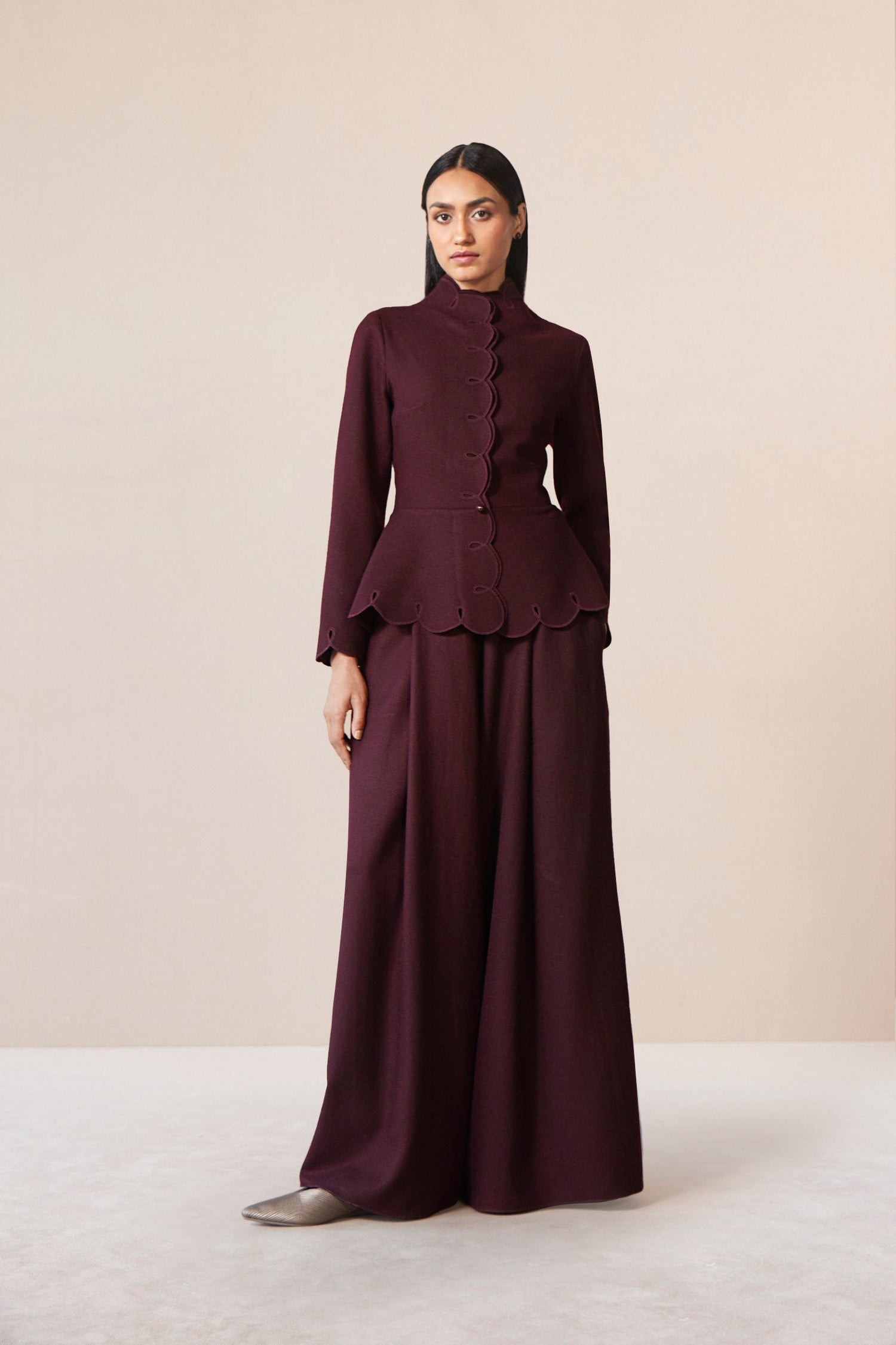  Wool Medha Jacket Set – Red