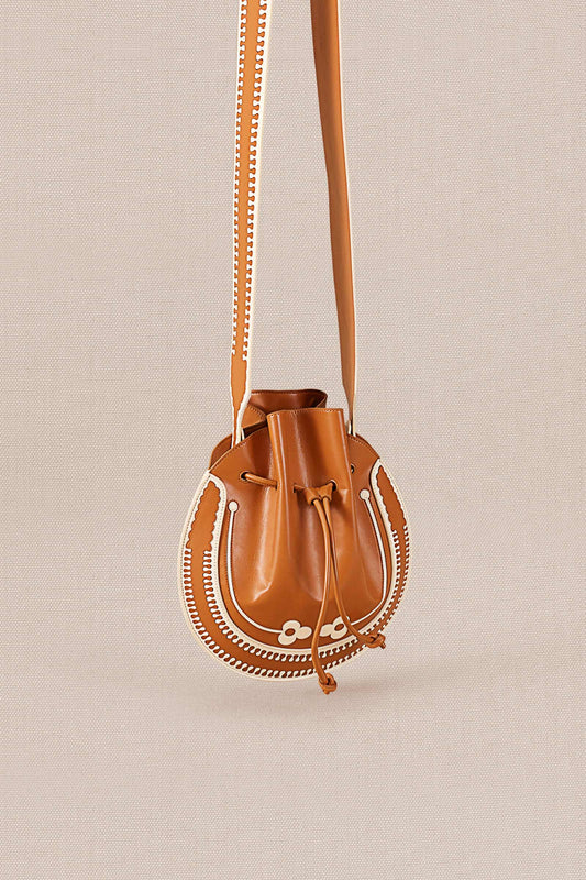 Leather Nyla Bucket Bag – Brown