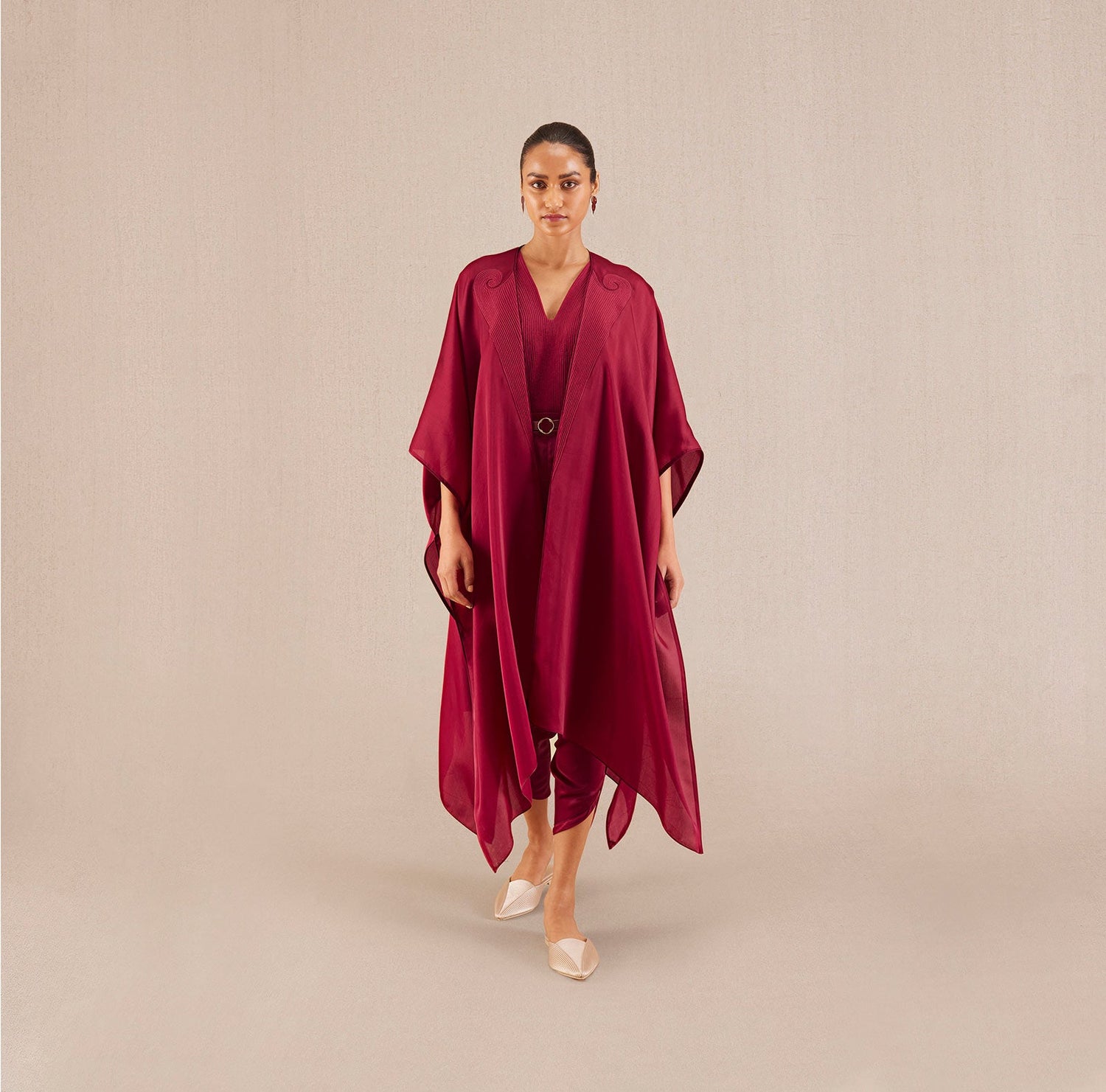  Organza Nyra Cape Set – Red