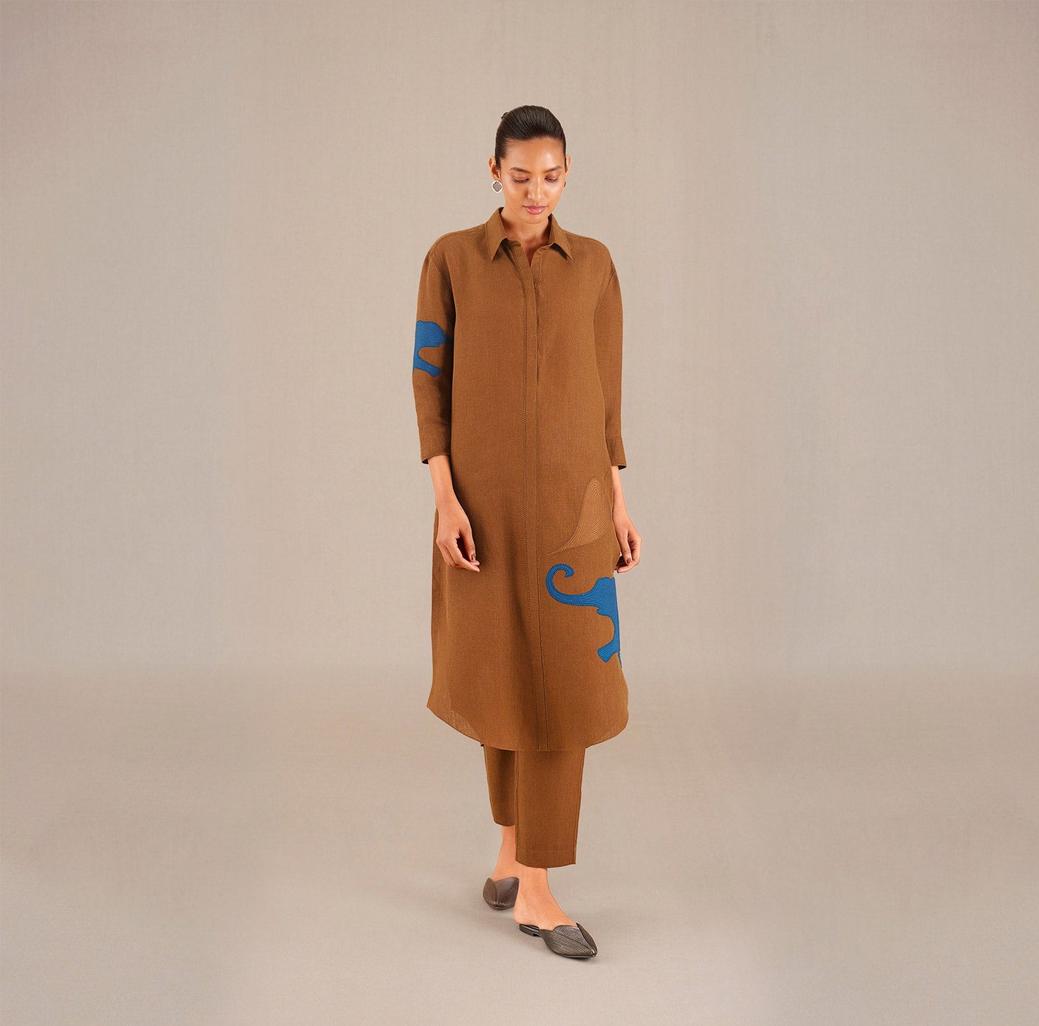  Linen Mahin Tunic Set – Brown