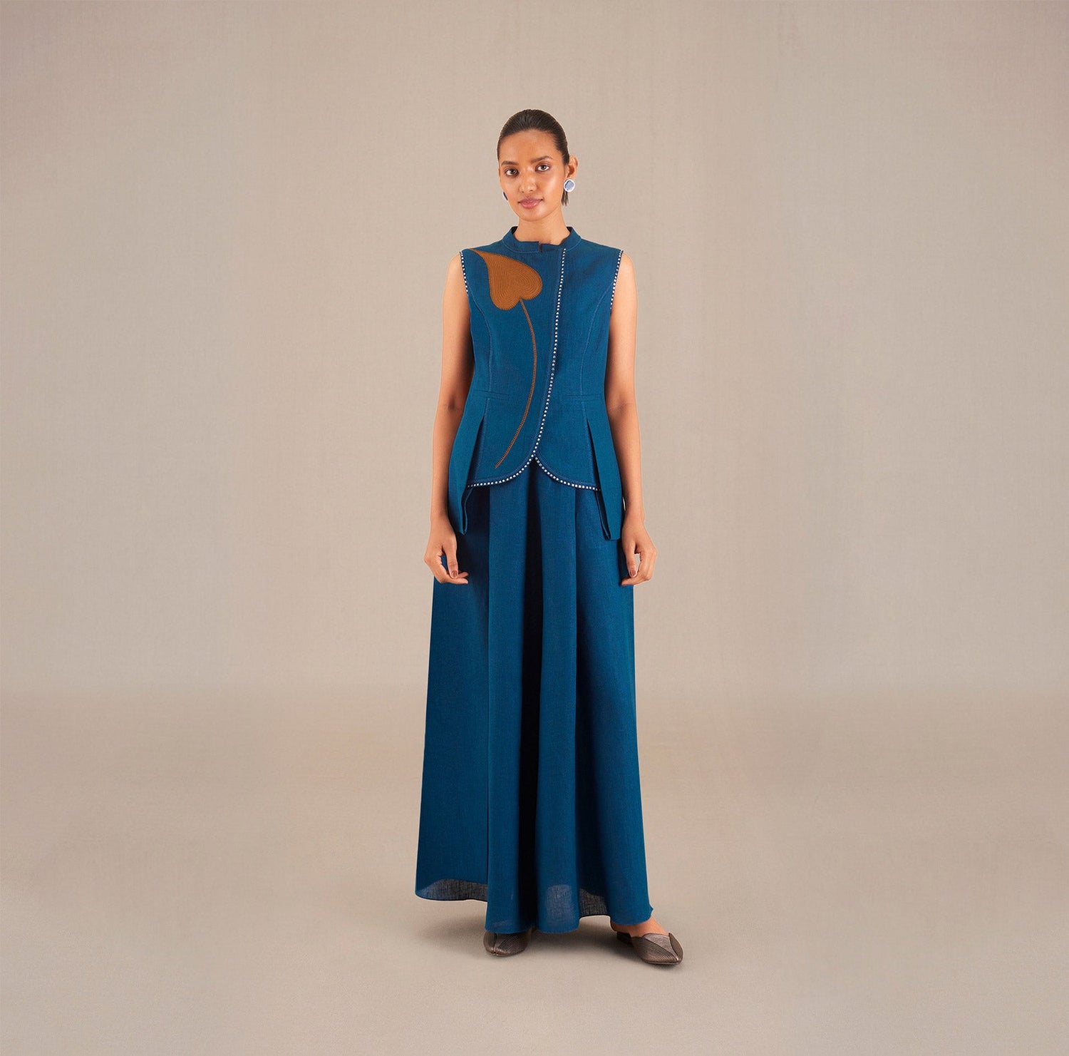  Linen Nadiah Waist Coat – Blue