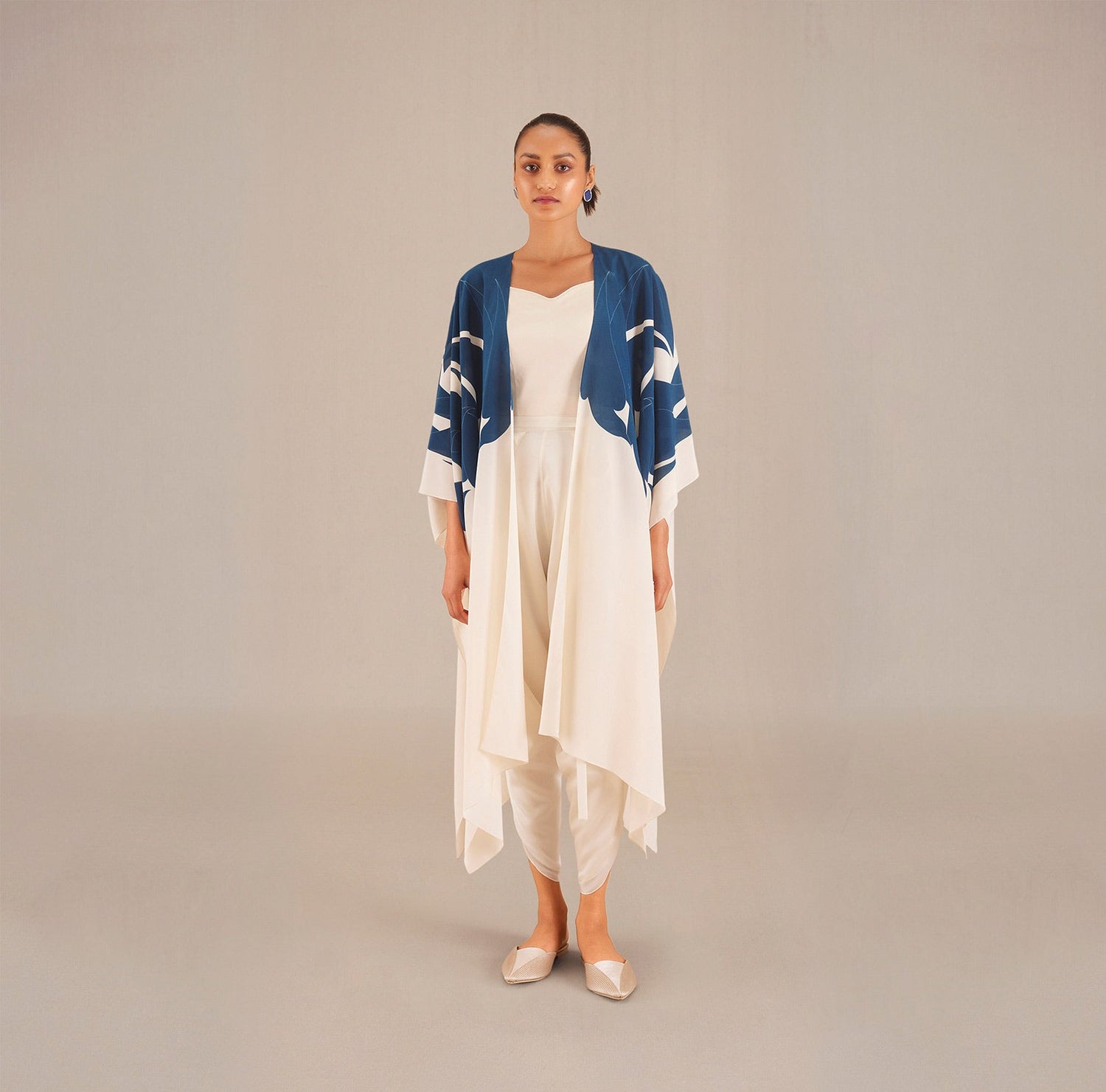  Crepe Armana Cape Co-ord Set – Blue