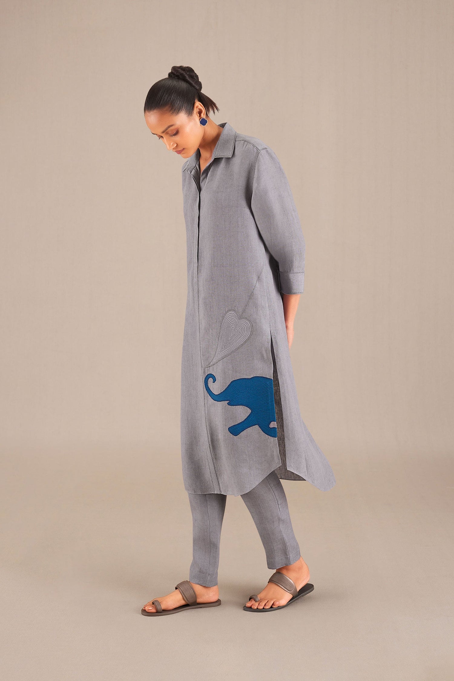  Linen Mahin Tunic Set – Grey