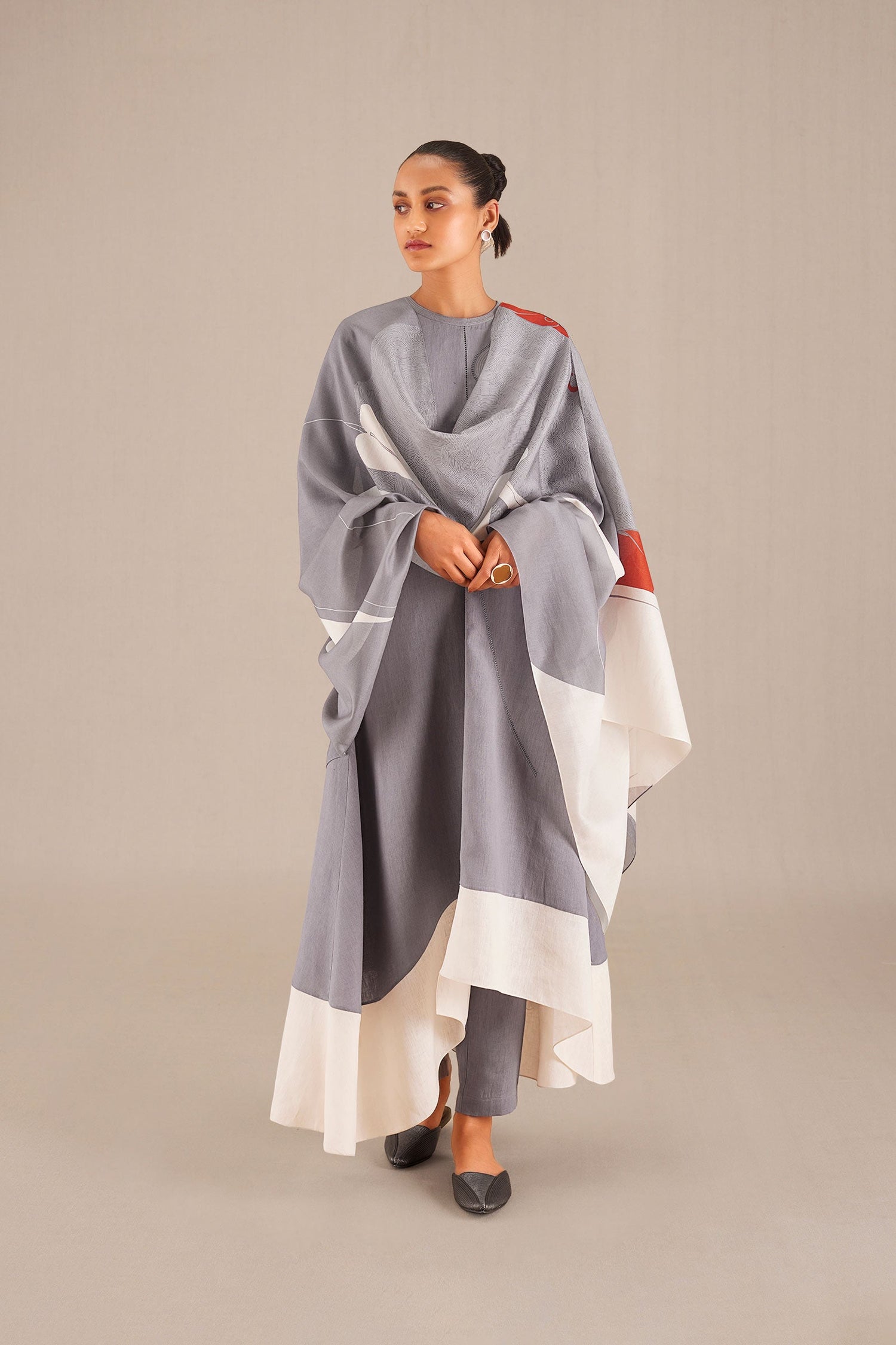  Linen Sofia Kurta Set – Grey
